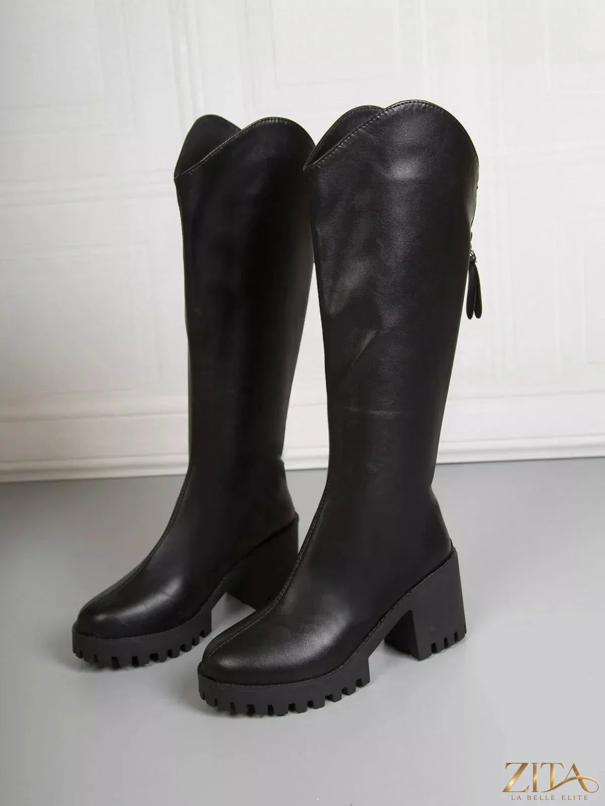 Zita La Belle Elite platform block heel boots featuring a sleek design, leather upper, and sturdy chunky heel for stylish footwear.