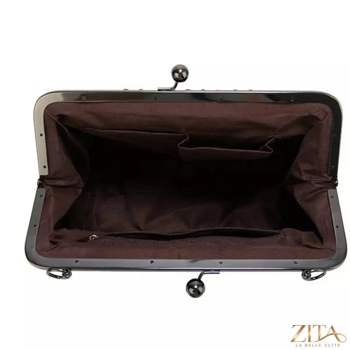 Vintage kiss lock leather handbag by Zita La Belle Elite with classic design and sturdy metal clasp.
