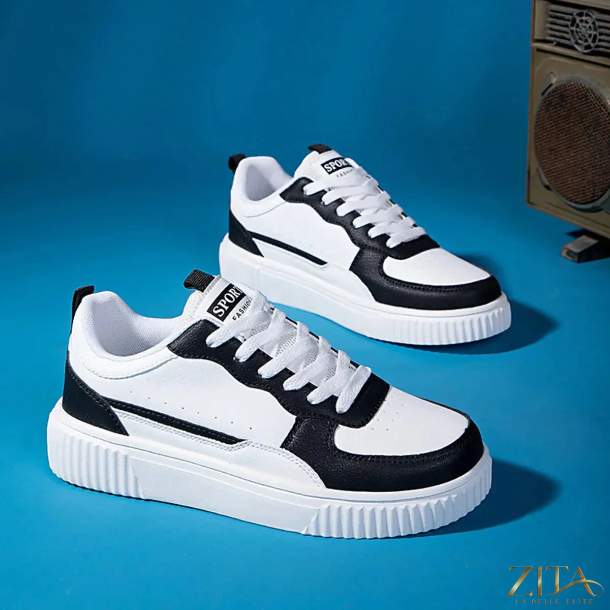 Zita La Belle Elite lace-up contrast platform sneakers with chunky sole and stylish design, shown in a side view.