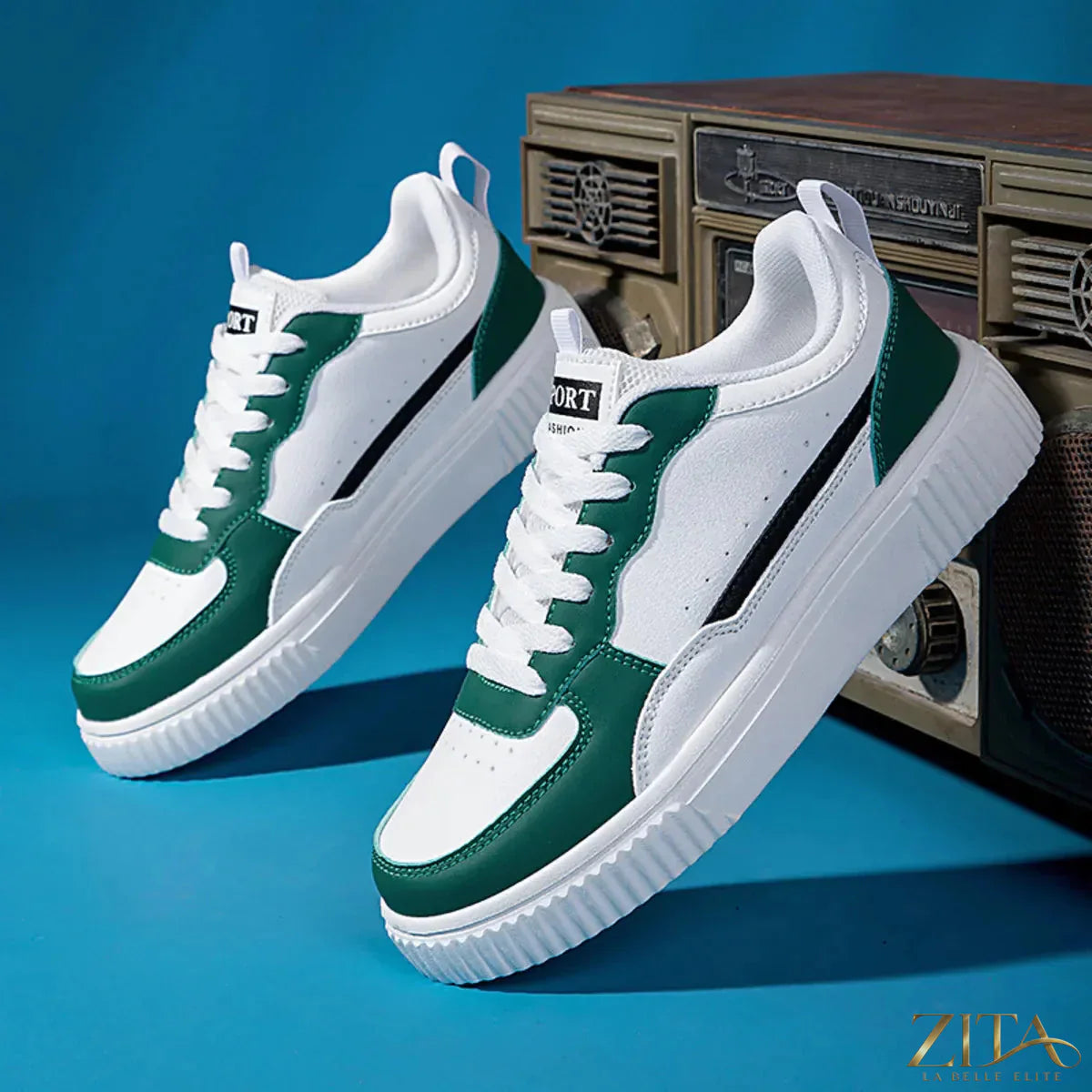 Zita La Belle Elite lace-up contrast platform sneakers with chunky soles and stylish design, perfect for casual and trendy outfits.