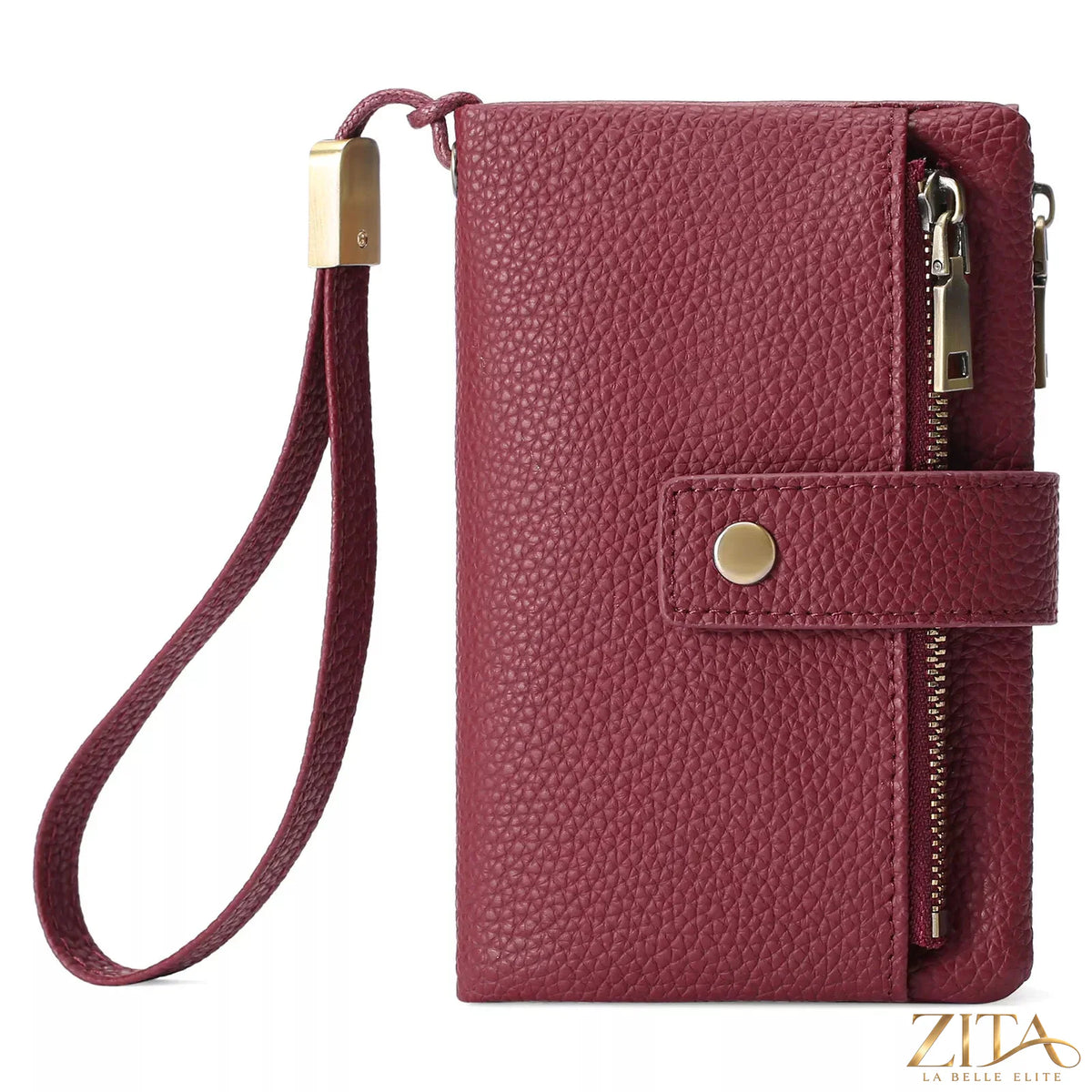 Solid color leather wallet by Trendsi featuring multiple card slots and a sleek design, perfect for everyday use.
