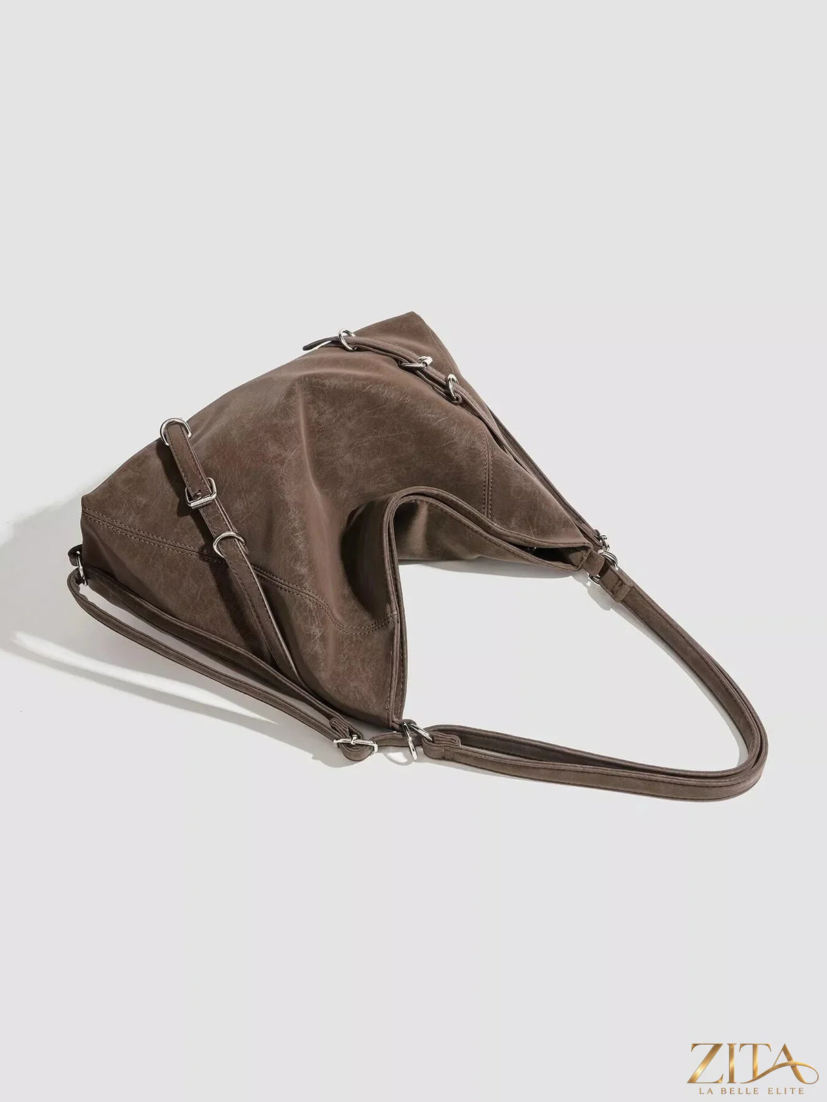 Zita La Belle Elite convertible hobo handbag with stylish design, soft leather, and adjustable strap on a neutral background.