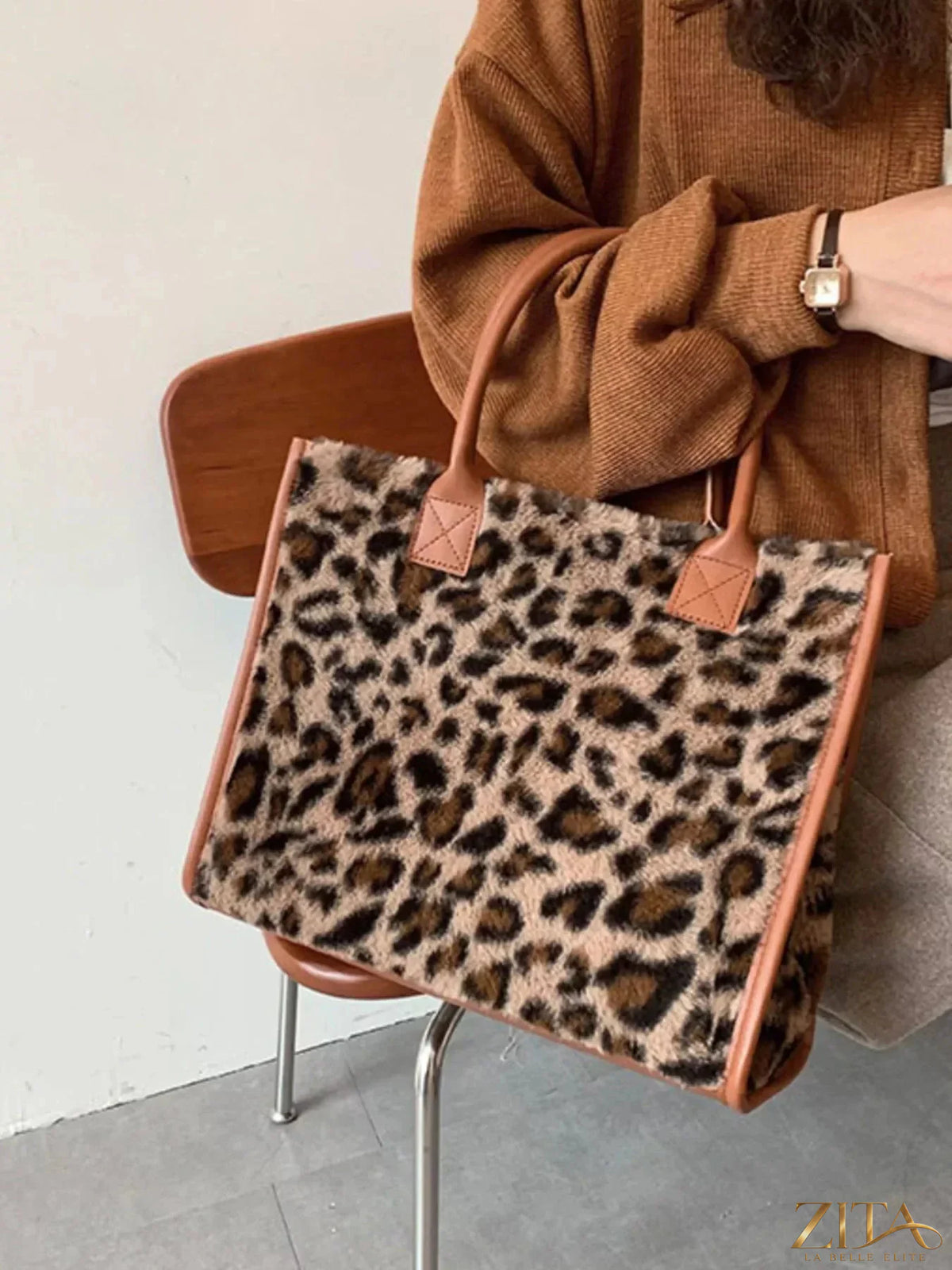 Soft plush tote bag by Zita La Belle Elite with double handles and spacious interior, perfect for casual daily use.