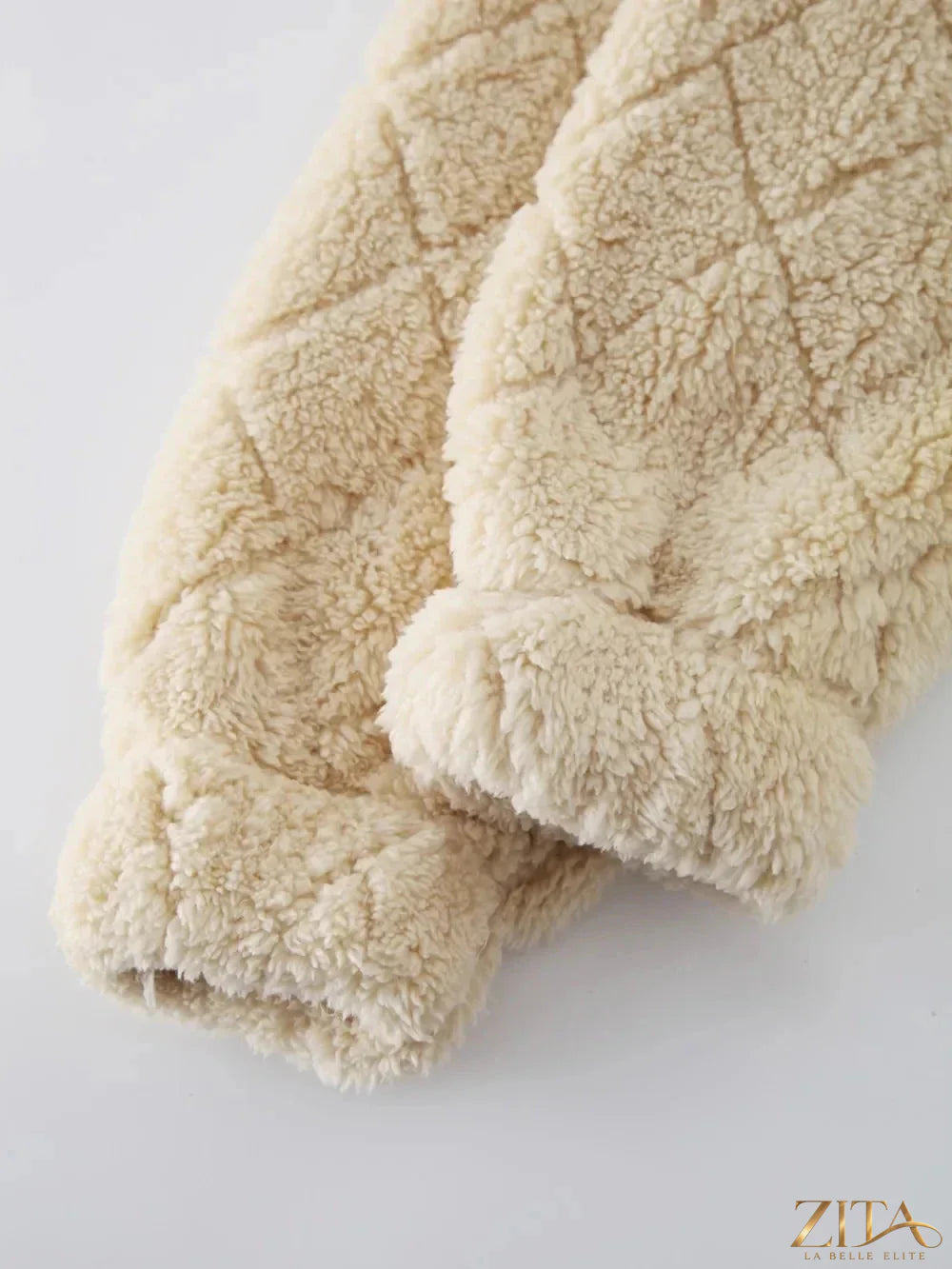 Zita La Belle Elite fuzzy zip-up jacket with front pockets, soft texture, and a stylish fit for casual wear.