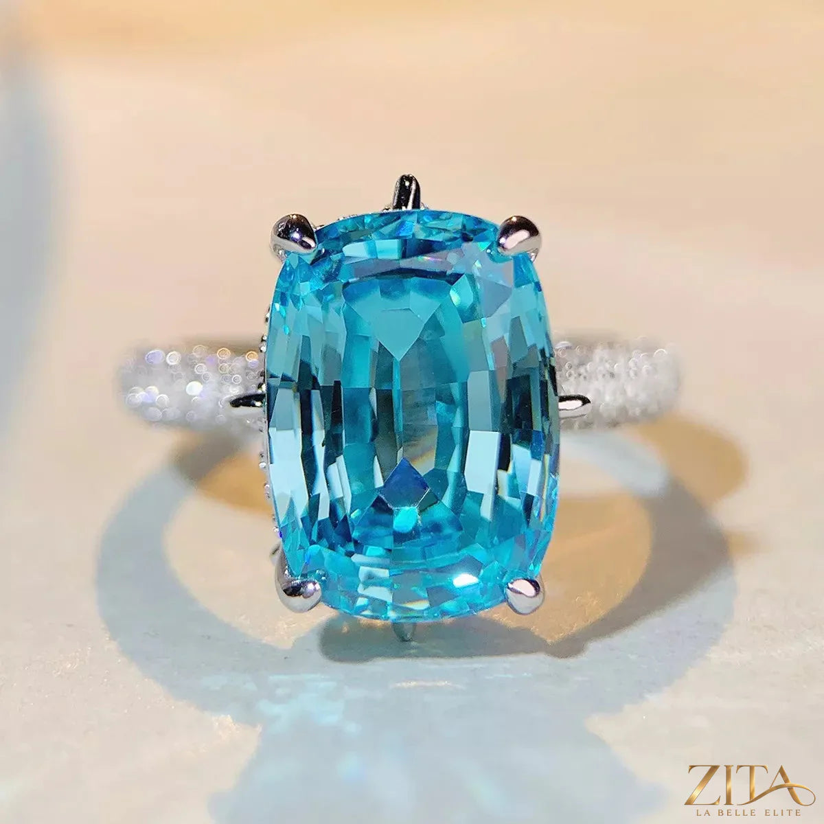 Sterling silver zircon ring featuring a sparkling gemstone, crafted by Trendsi, with intricate band details and a polished finish.