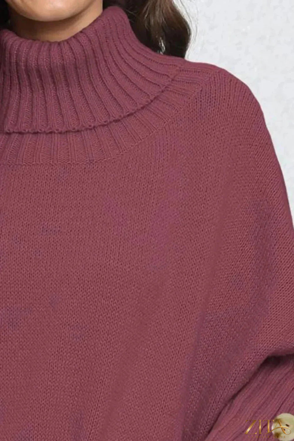Trendsi turtleneck long sleeve sweater in cozy knit fabric, featuring a fitted silhouette and classic design.