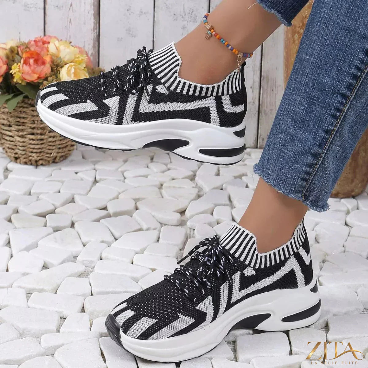 Zita La Belle Elite round toe platform sneakers with chunky soles and lace-up design, stylish footwear for casual wear