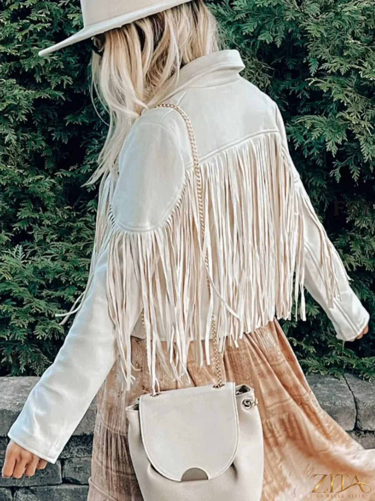 Zita La Belle Elite fringe open front cropped jacket featuring tassel accents and lightweight fabric, stylish outerwear for casual wear.