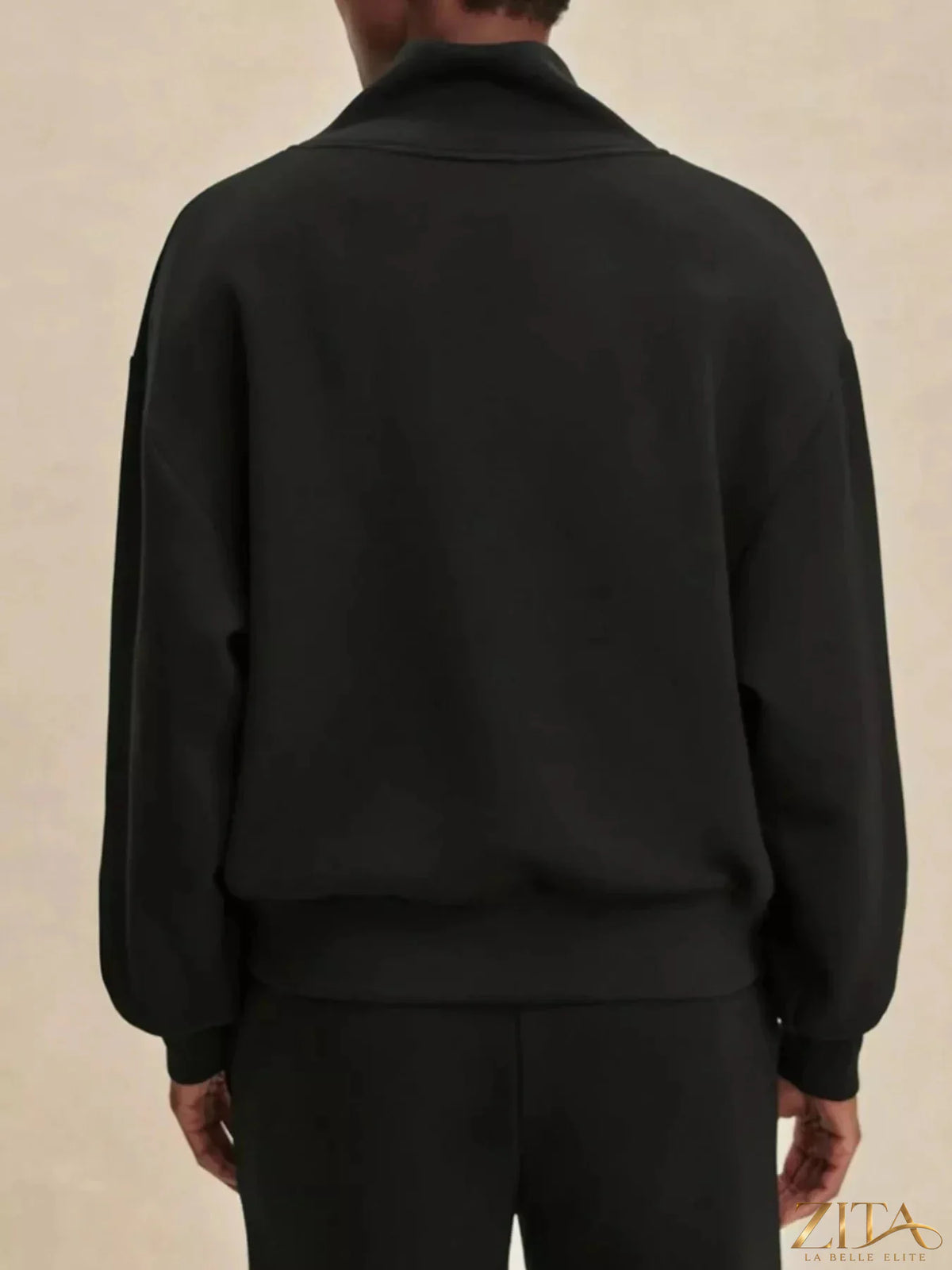 Zita La Belle Elite quarter-zip sweatshirt and wide-leg pants set, casual comfortable loungewear in soft fabric.