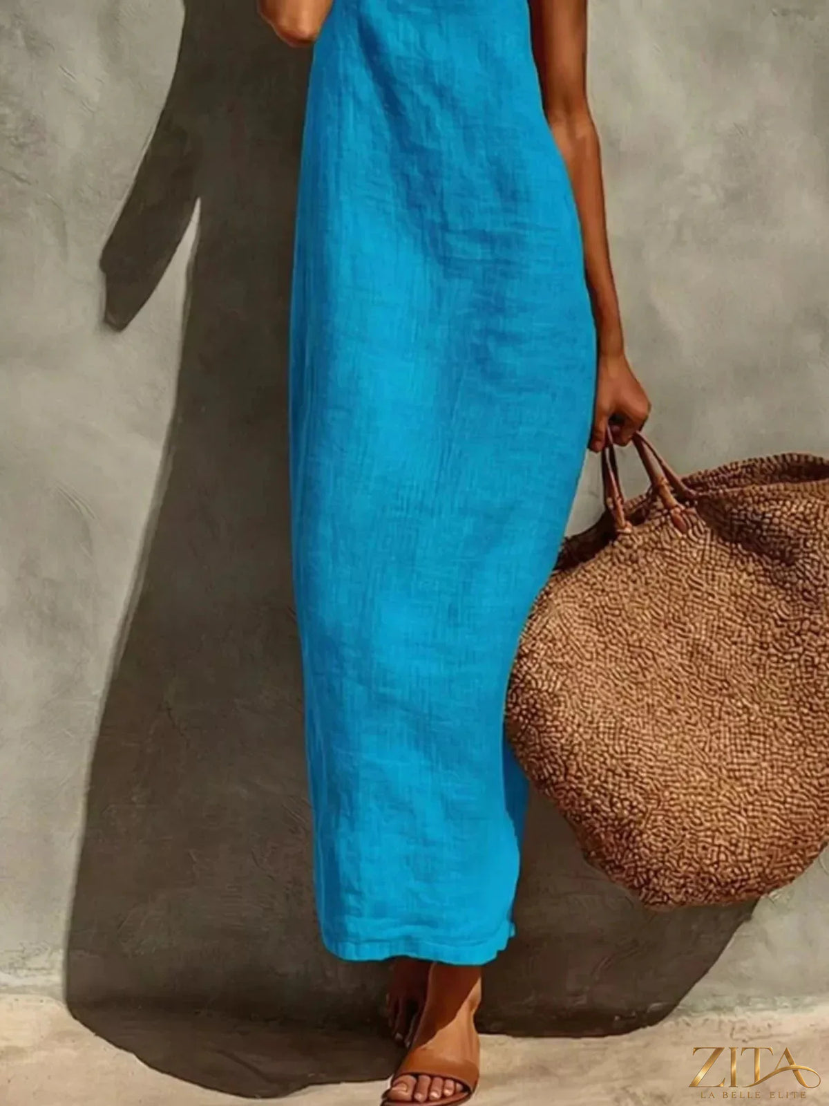 Zita La Belle Elite sleeveless linen casual maxi dress with a flowing silhouette and lightweight fabric.