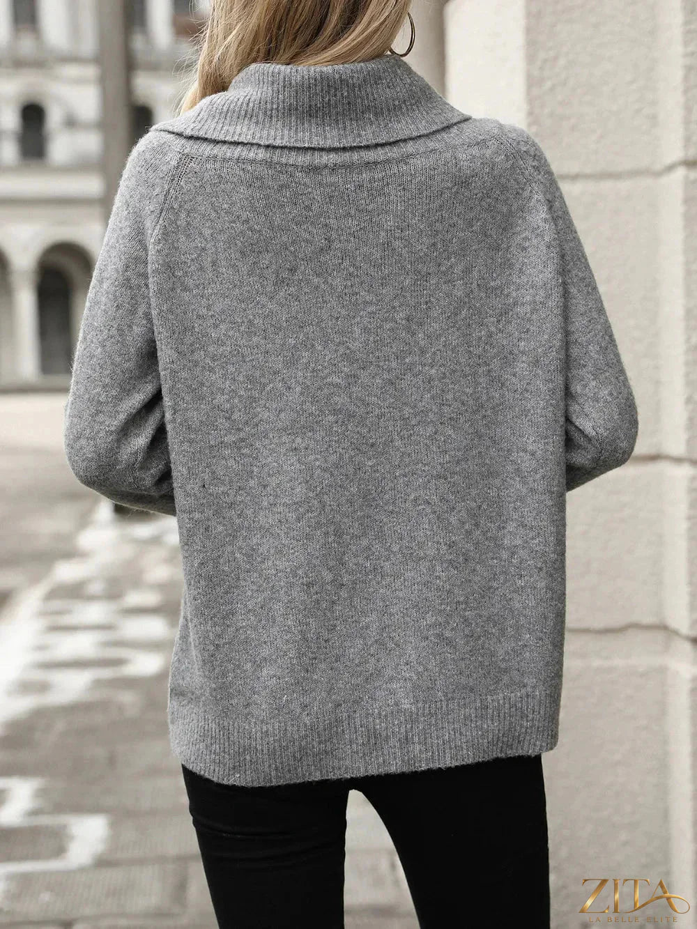 Trendsi turtleneck long sleeve sweater in cozy knit fabric, shown in a stylish fit with a high neckline and ribbed cuffs.