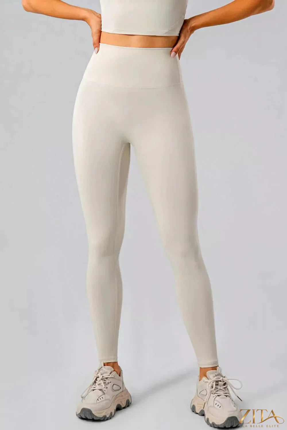 High-waisted seamless active leggings from Trendsi, featuring a snug fit and stretchy fabric ideal for workout and casual wear.