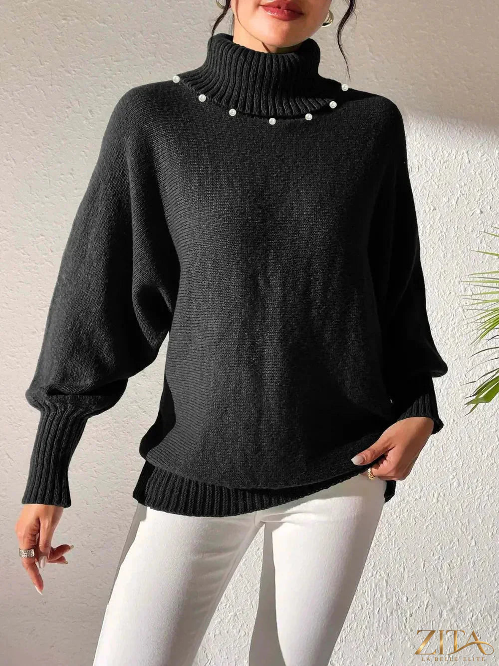 Zita La Belle Elite long sleeve turtleneck sweater in cozy knit fabric, featuring a fitted design and ribbed collar.