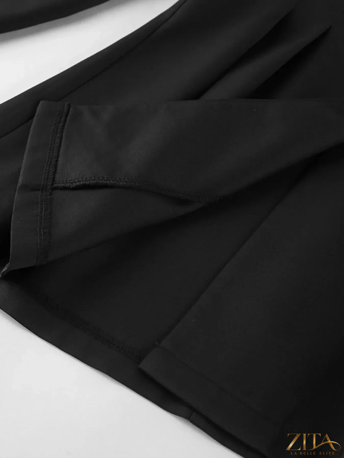 Zita La Belle Elite chic button-down pleated blazer and wide-leg pants suit set, stylish and tailored for a sophisticated look.