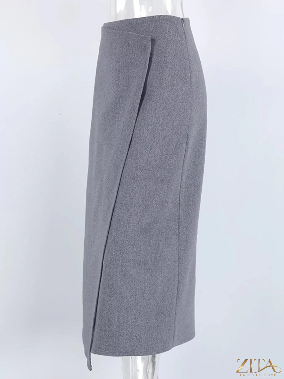 High-waisted wrap midi skirt from Trendsi featuring a stylish design, flowing fabric, and a flattering silhouette.