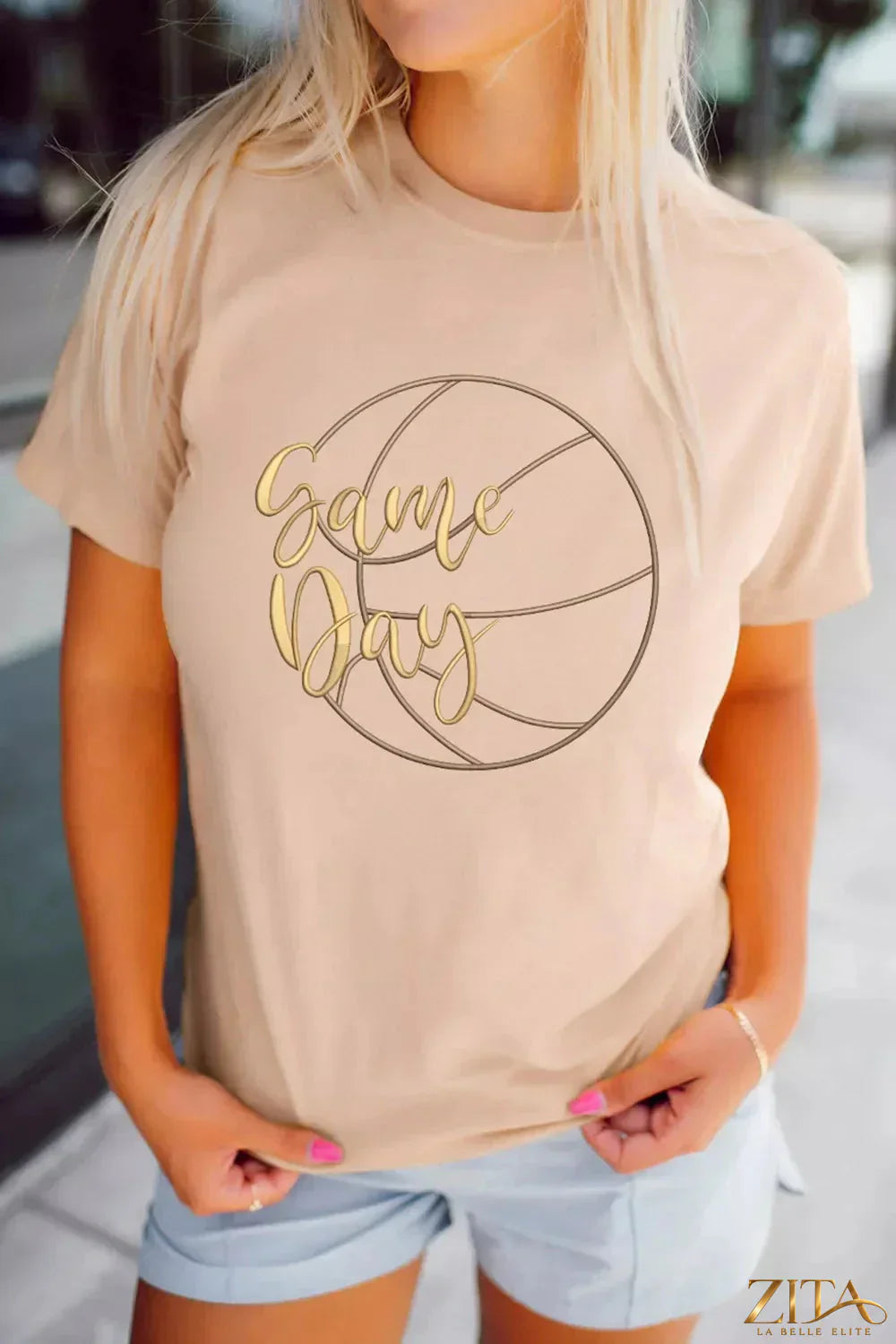 Game Day Basketball Graphic Tee by Trendsi, black T-shirt with vibrant basketball and sports-themed design, casual and comfortable.