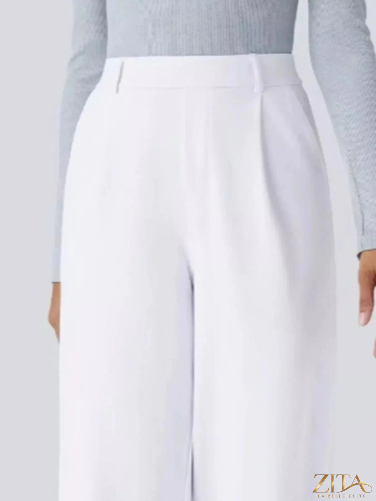 Zita La Belle Elite wide leg pants in soft fabric, featuring a high waist and relaxed fit, styled with a casual top.