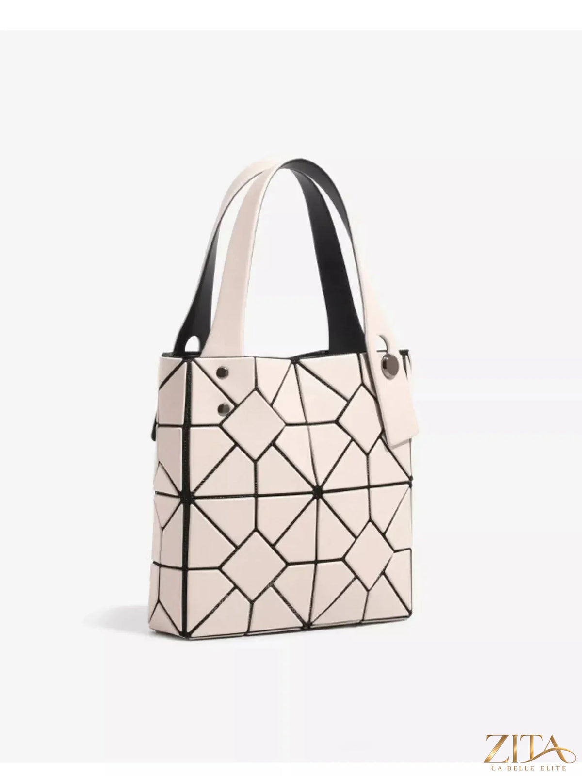 Geometric matte modular handbag by Zita La Belle Elite, featuring a stylish, structured design with multiple compartments and a sleek finish.