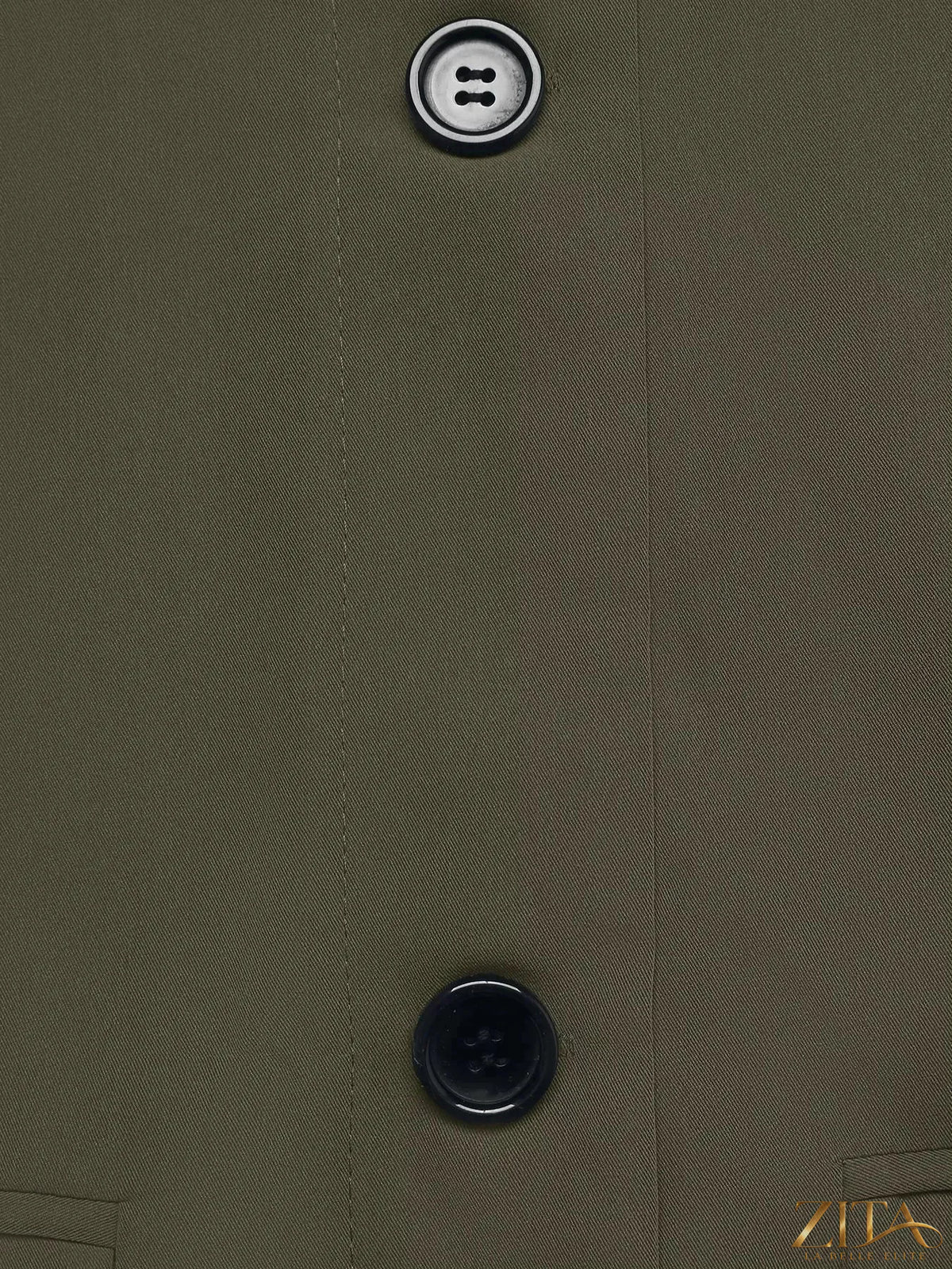Zita La Belle Elite contrast collar button-up coat featuring a stylish collar and tailored fit, displayed on a hanger.