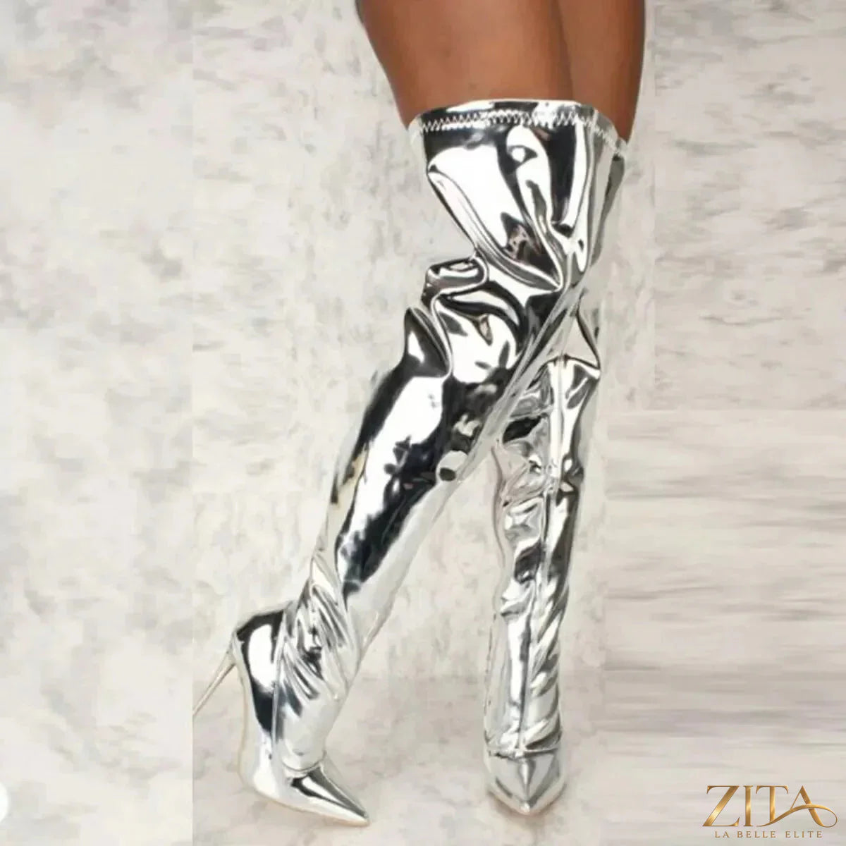 Zita La Belle Elite point toe stiletto boots in black leather with sleek, fitted design and high heel for elegant style.