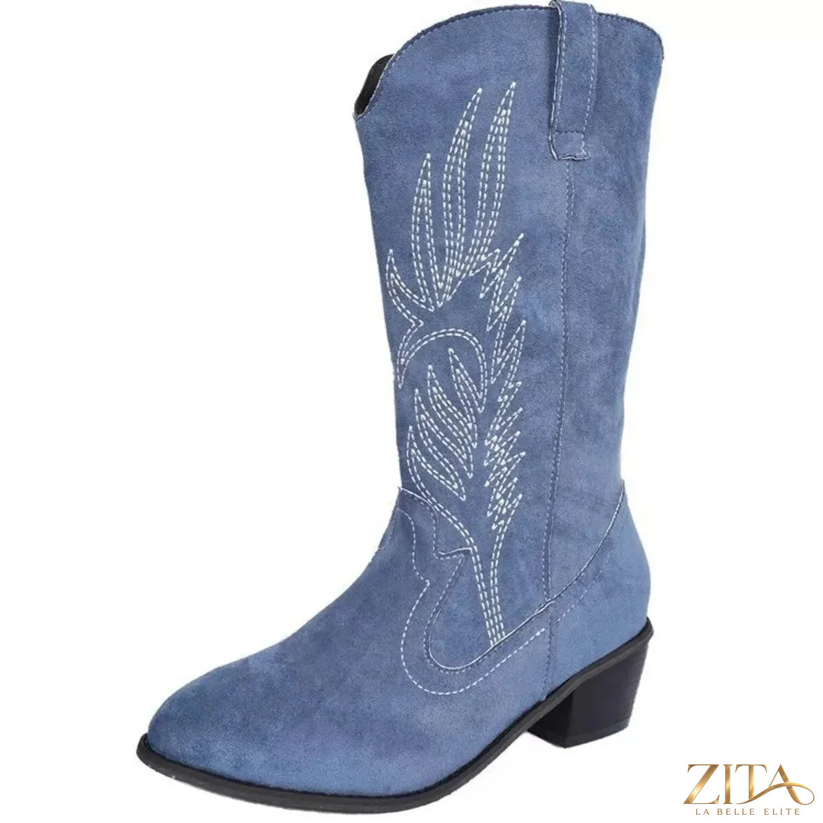 Zita La Belle Elite point toe block heel boots with sleek design and stylish silhouette, ideal for fashionable footwear.