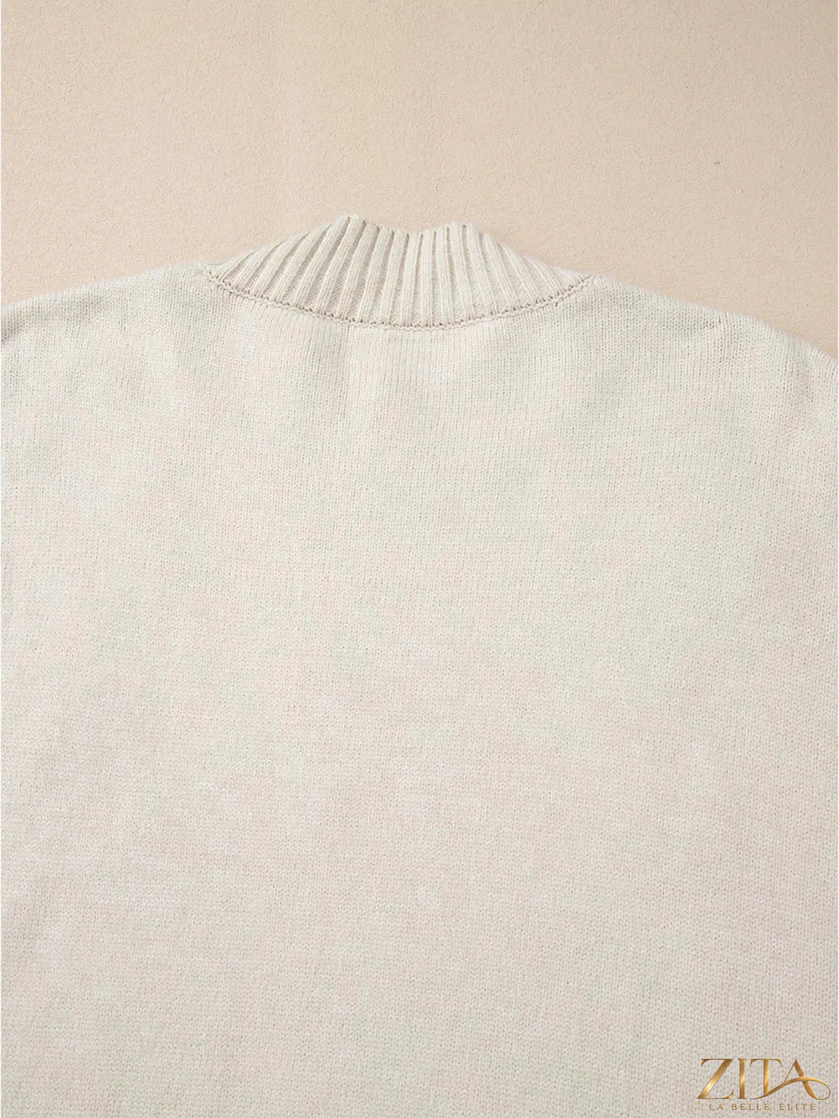 Zita La Belle Elite flower stitching mock neck sweater featuring intricate floral embroidery and a cozy, stylish design.