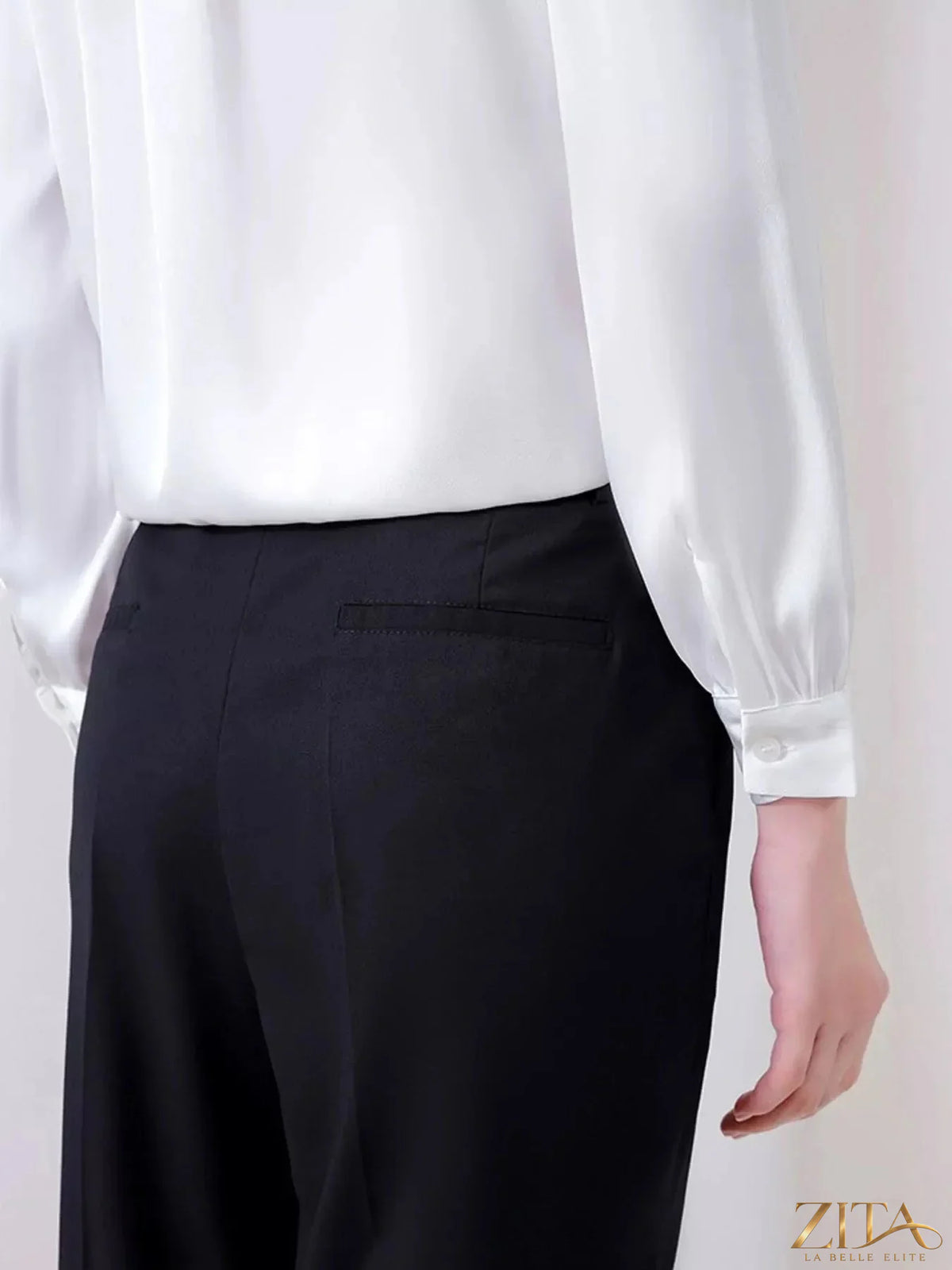 Plus size Zita La Belle Elite tie-front long sleeve shirt with full size fit, featuring a stylish front knot and long sleeves.