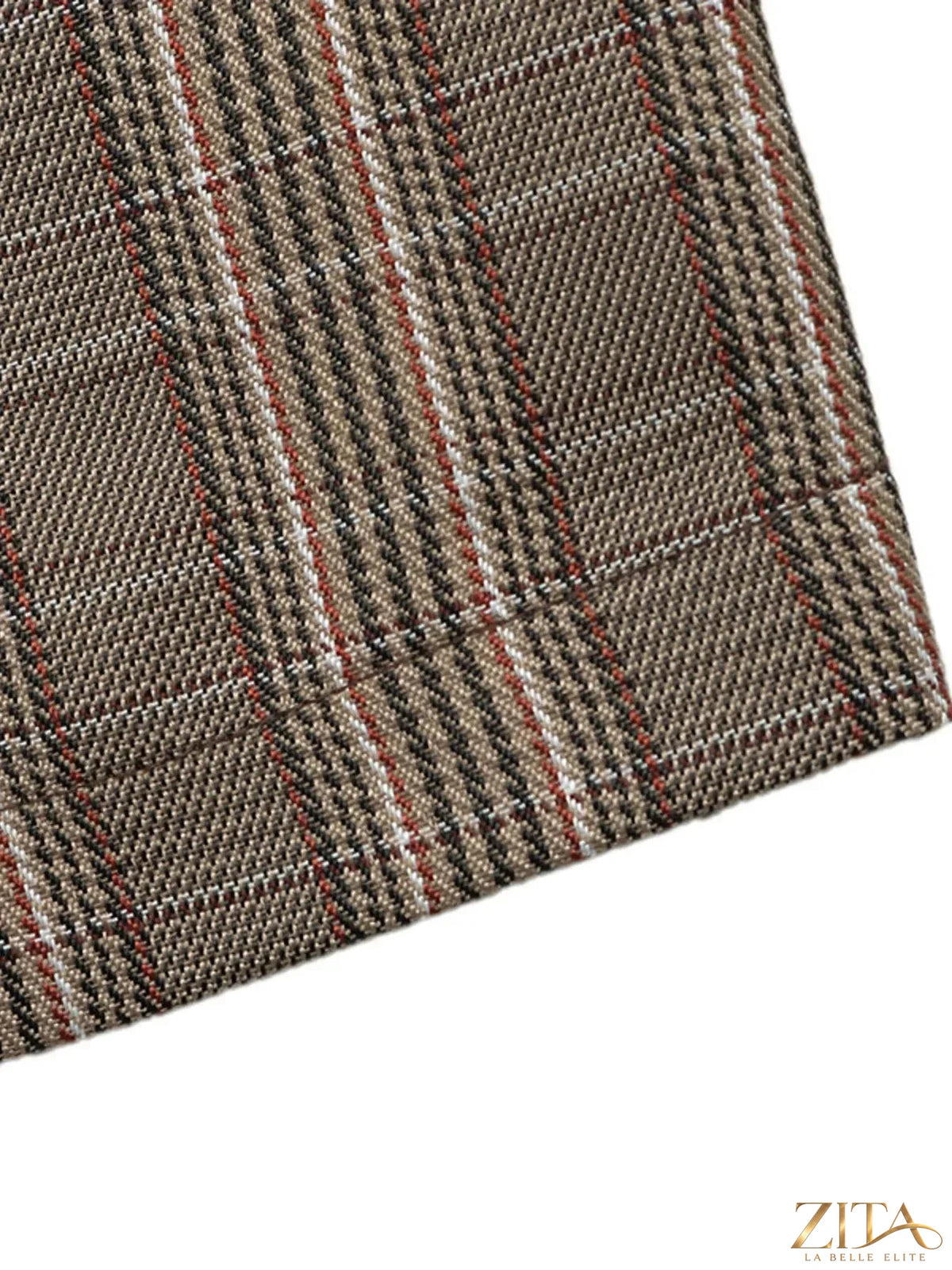 Zita La Belle Elite plaid single-button blazer with tailored fit, featuring classic checkered pattern and notched lapel.