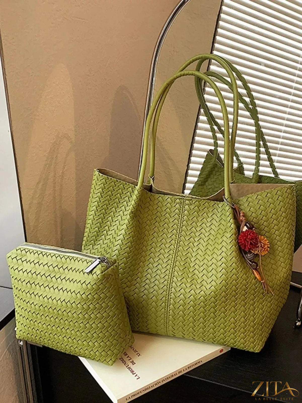 Zita La Belle Elite PU leather tote bag with double top handles and spacious interior, stylish and durable for everyday use.