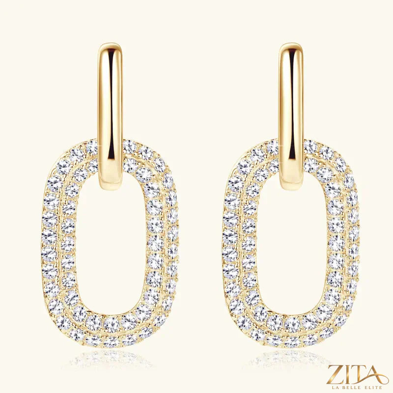 Sterling silver earrings with 2.16 carat moissanite gemstones, featuring a elegant and sparkling jewelry design.
