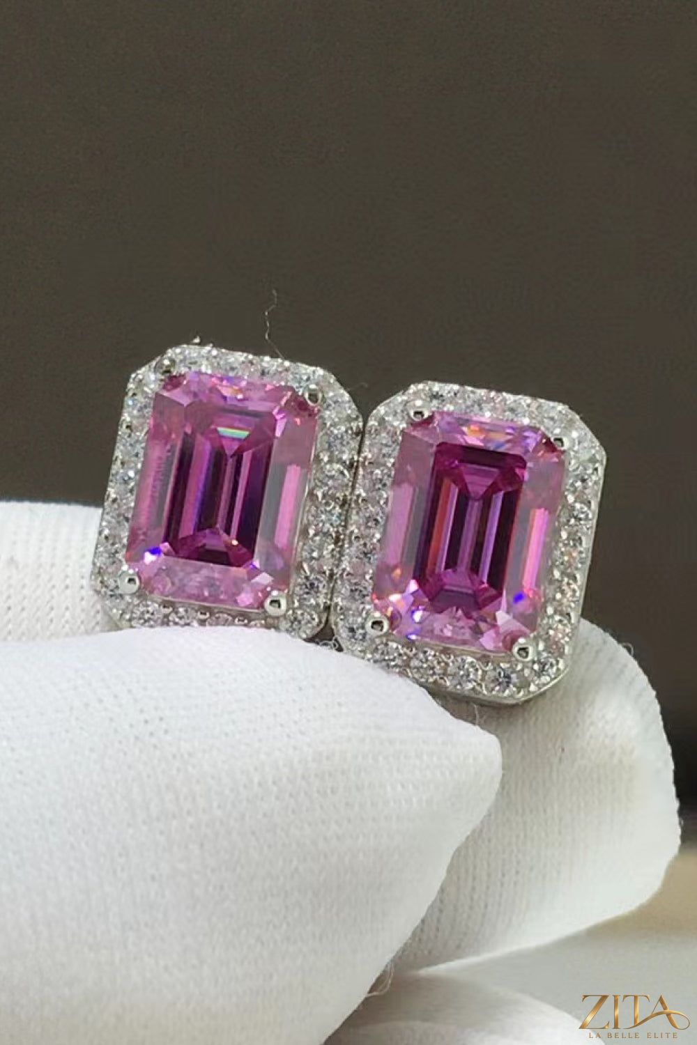 Shiny and elegant 2 carat moissanite stud earrings with a polished finish, designed for a sophisticated look.