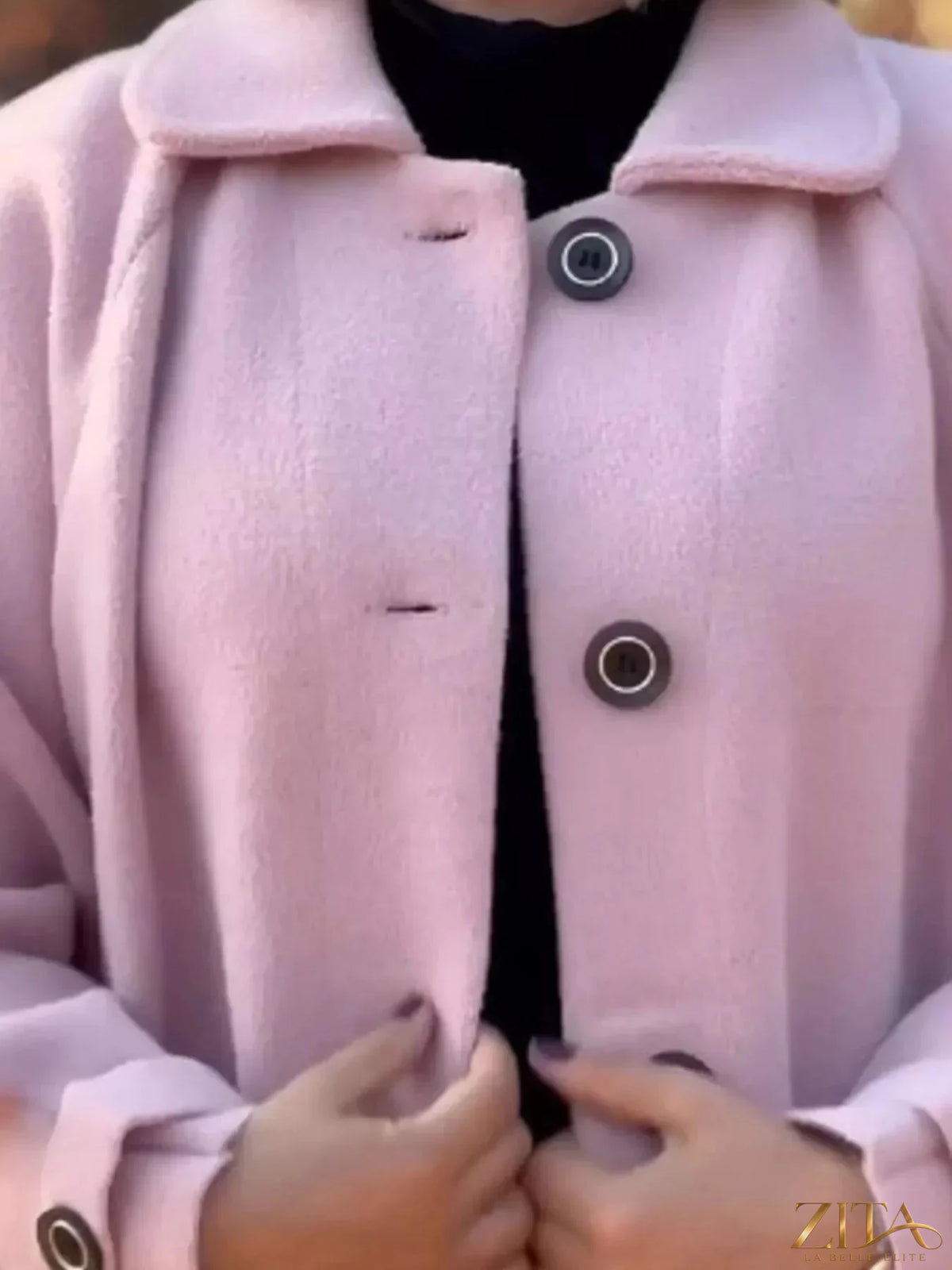 Plus size Zita La Belle Elite button-front raglan sleeve coat with full size fit, featuring a stylish design and comfortable fit.