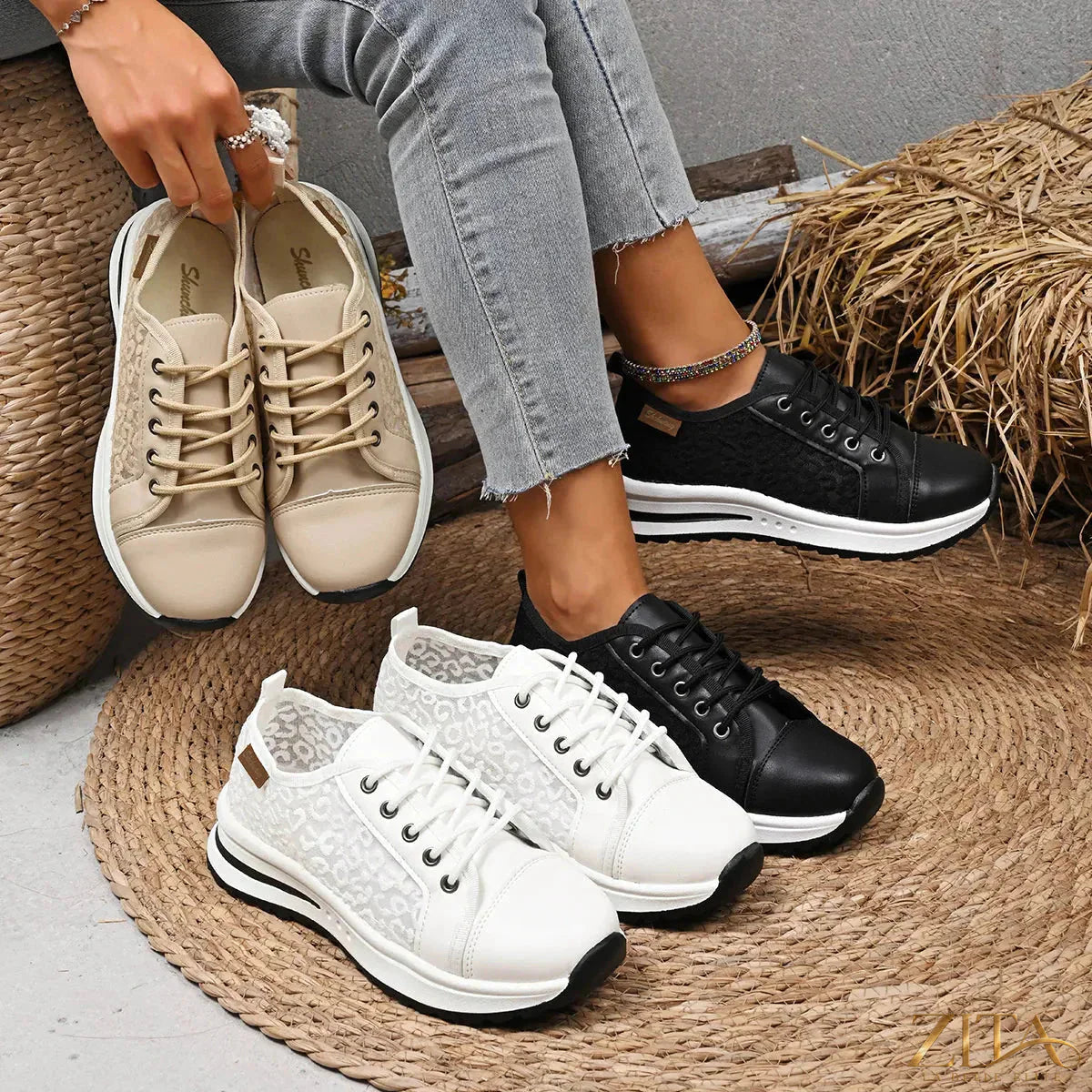 Zita La Belle Elite lace-up platform sneakers with chunky soles and stylish design, perfect for casual and streetwear fashion.