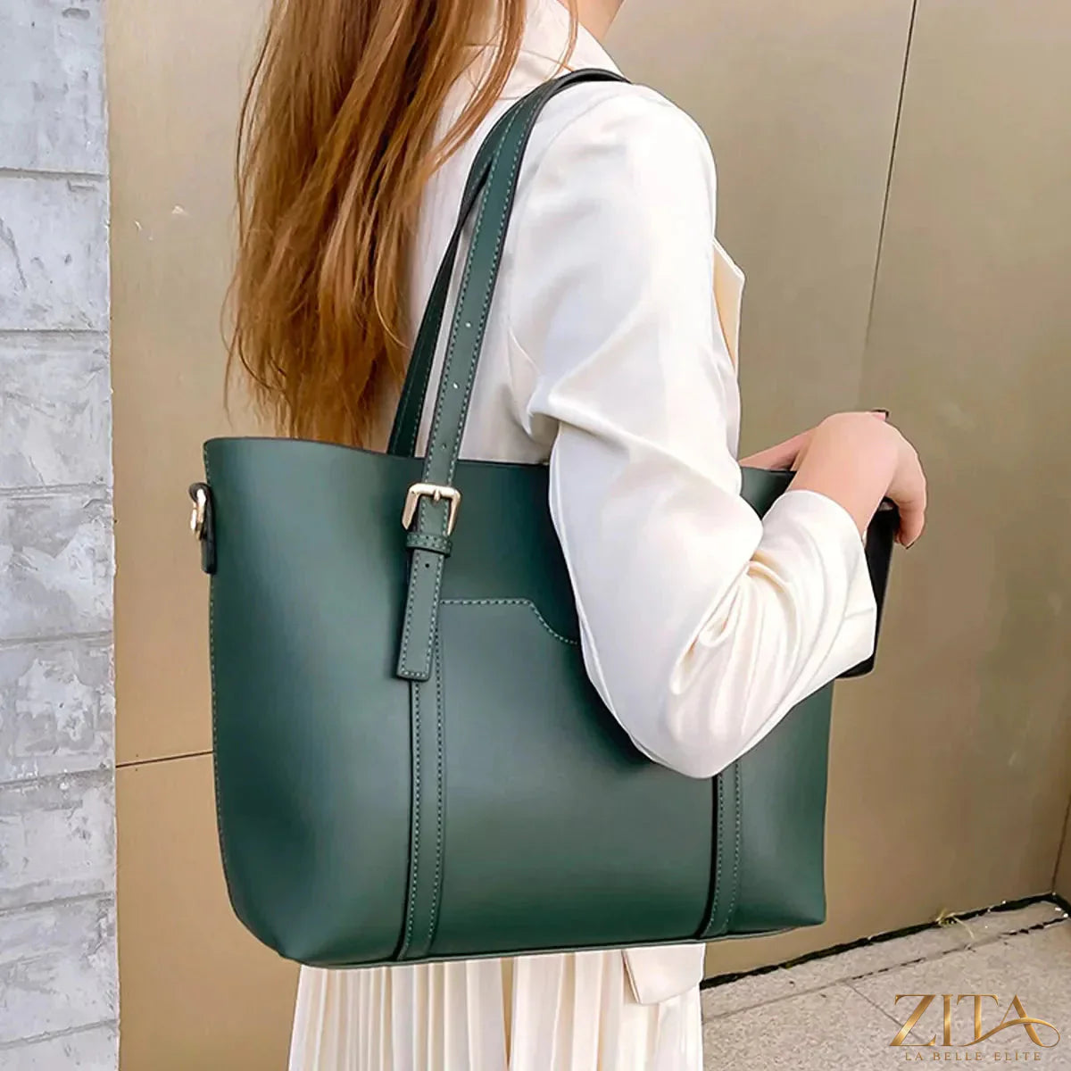 Zita La Belle Elite PU leather tote bag with two top handles and spacious interior for everyday use.