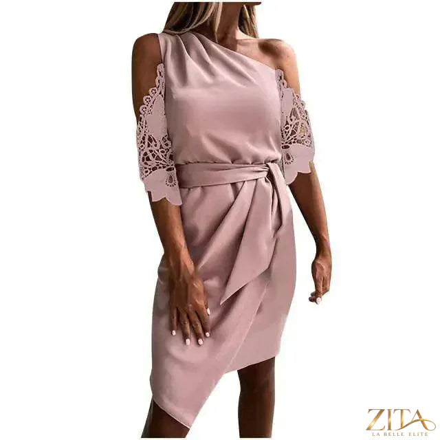 Zita La Belle Elite strapless lace cutout summer dress in a solid color, featuring a stylish hollow design for women.