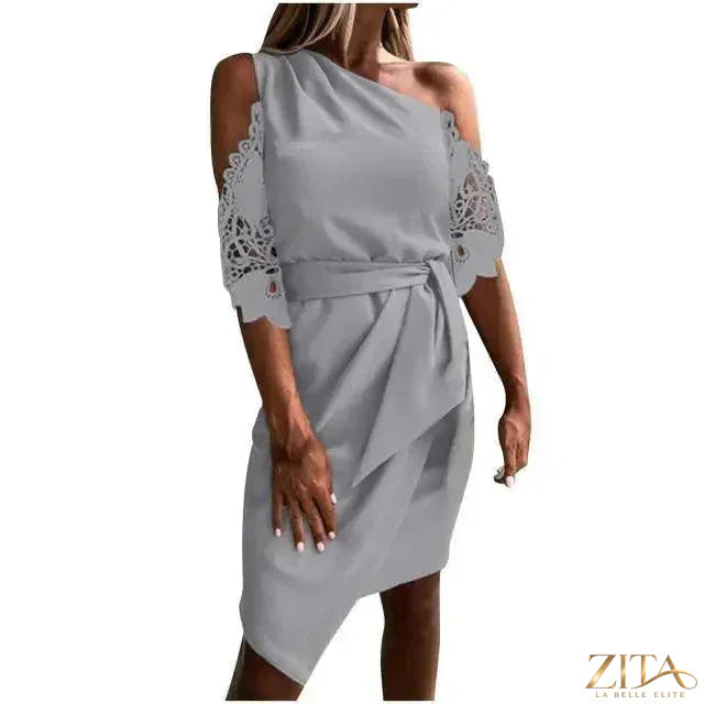 Zita La Belle Elite strapless lace cutout summer dress in solid color, featuring a luxurious design and casual style for women.