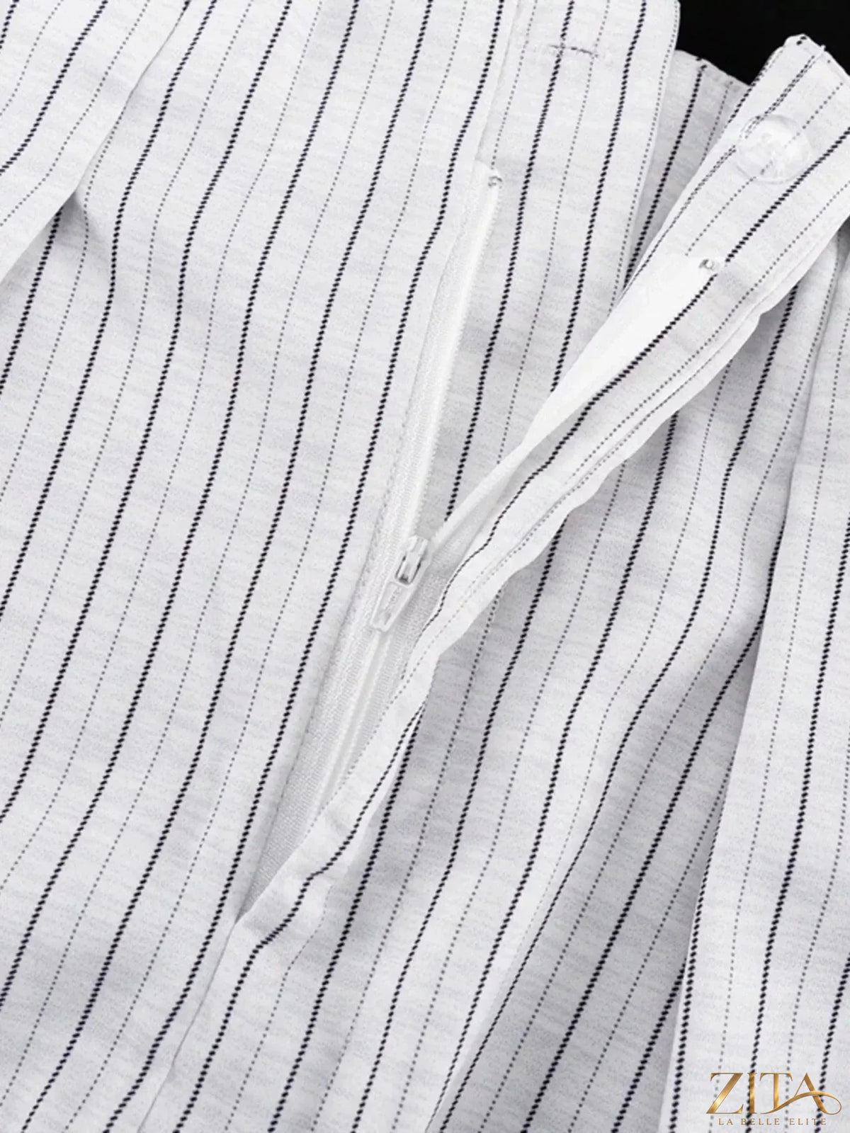 Zita La Belle Elite pinstripe cropped blazer and pleated shorts set, stylish women's fashion, tailored blazer with matching shorts.