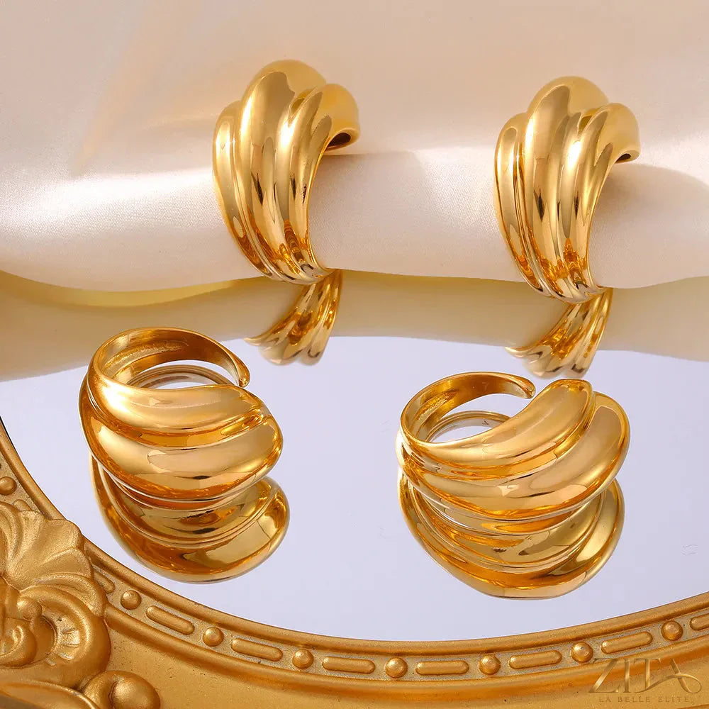 18K gold-plated titanium steel open ring by Zita La Belle Elite, showcasing a sleek, modern design with a polished finish.
