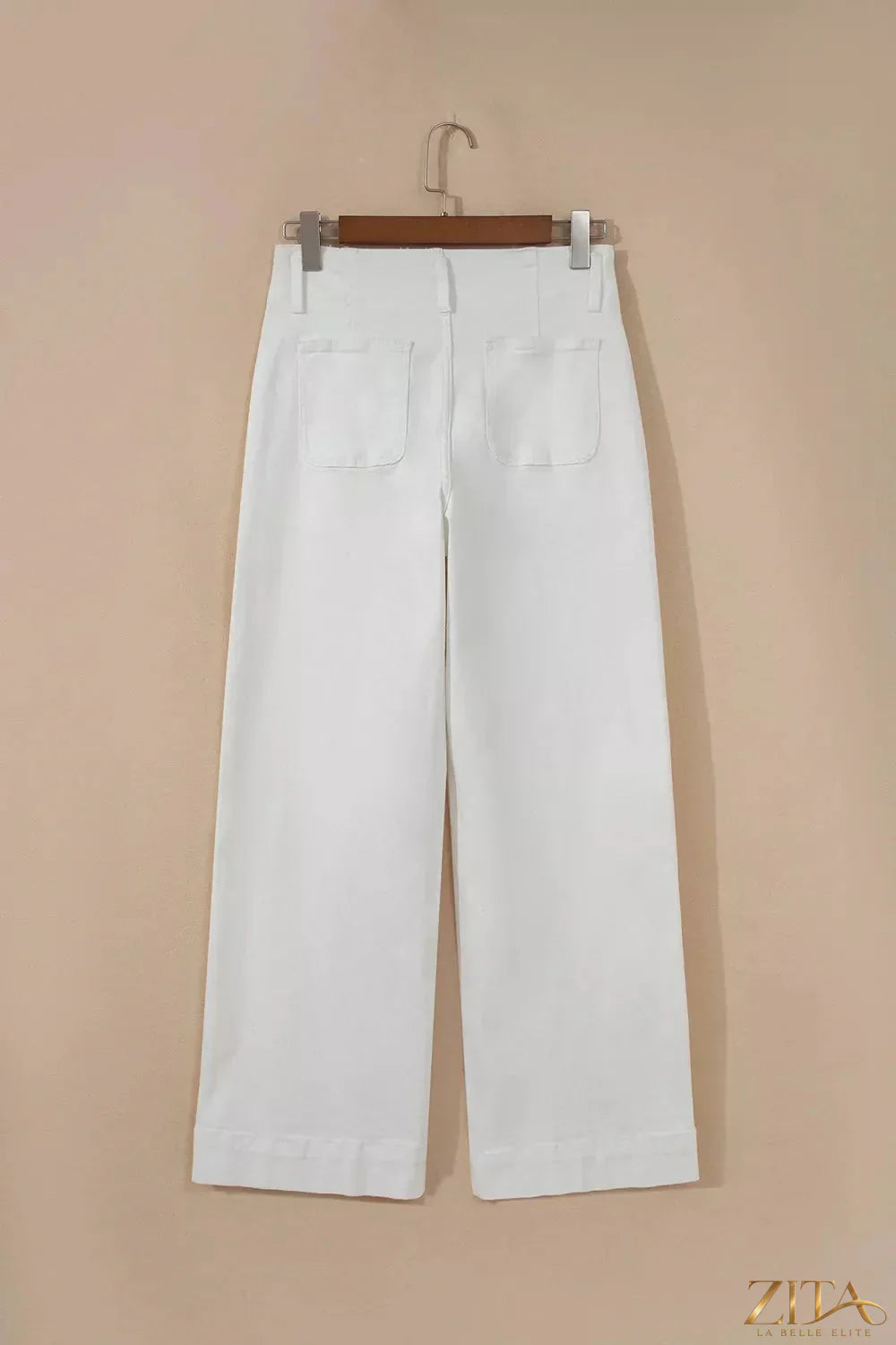 Zita La Belle Elite 2-Button high waist wide leg jeans with classic denim look and relaxed fit, shown on a model.