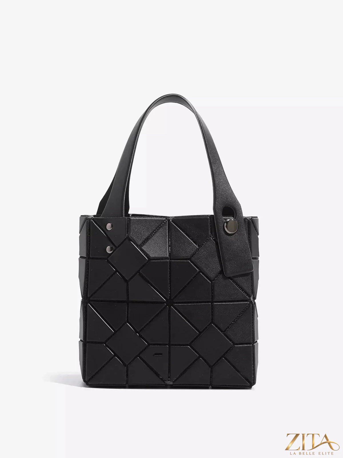 Geometric matte modular handbag by Zita La Belle Elite, featuring a stylish structured design with multiple compartments.