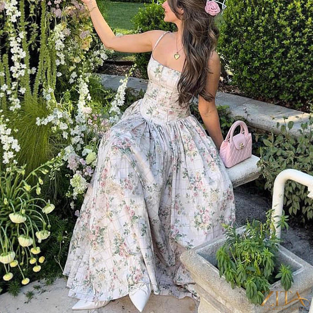 Printed strapless backless maxi dress by Zita La Belle Elite, fitted long dress with a flowing silhouette and bold print design.