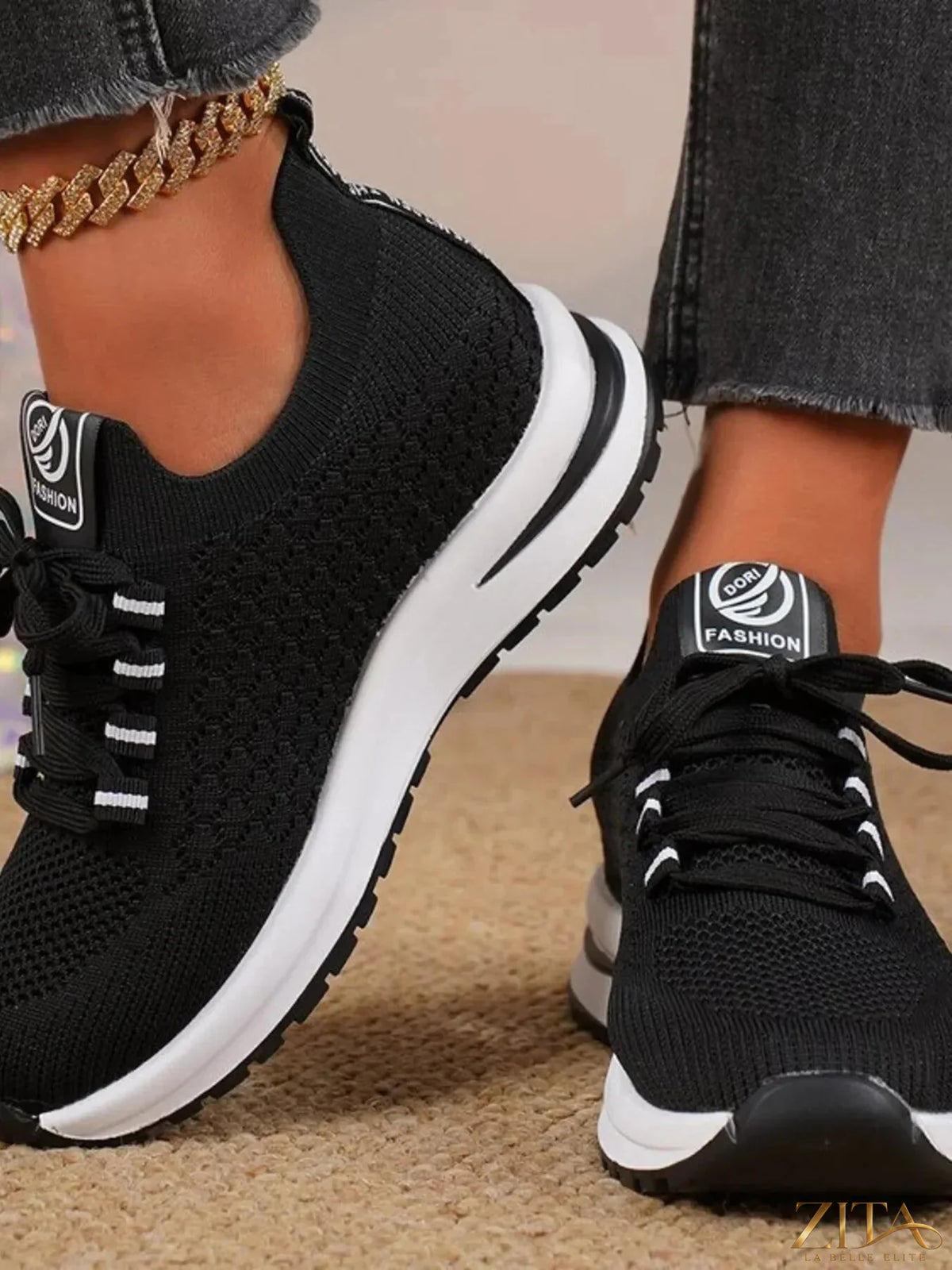 Zita La Belle Elite breathable mesh lace-up sneakers with supportive design and stylish look for active wear.
