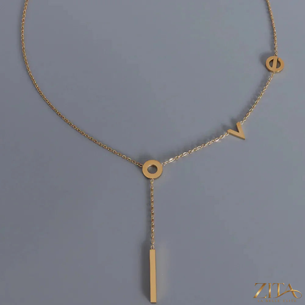Titanium steel letter necklace with a sleek pendant, featuring the Zita La Belle Elite brand on a delicate chain.