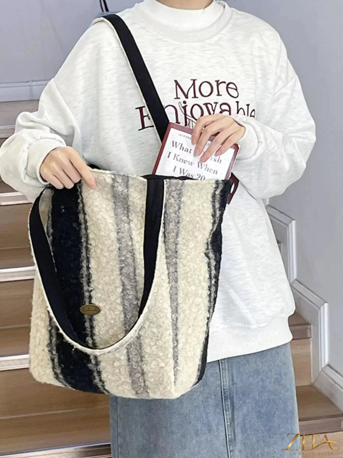 Lightweight tote bag by Zita La Belle Elite with soft fabric and spacious interior, shown with handles and stylish design.