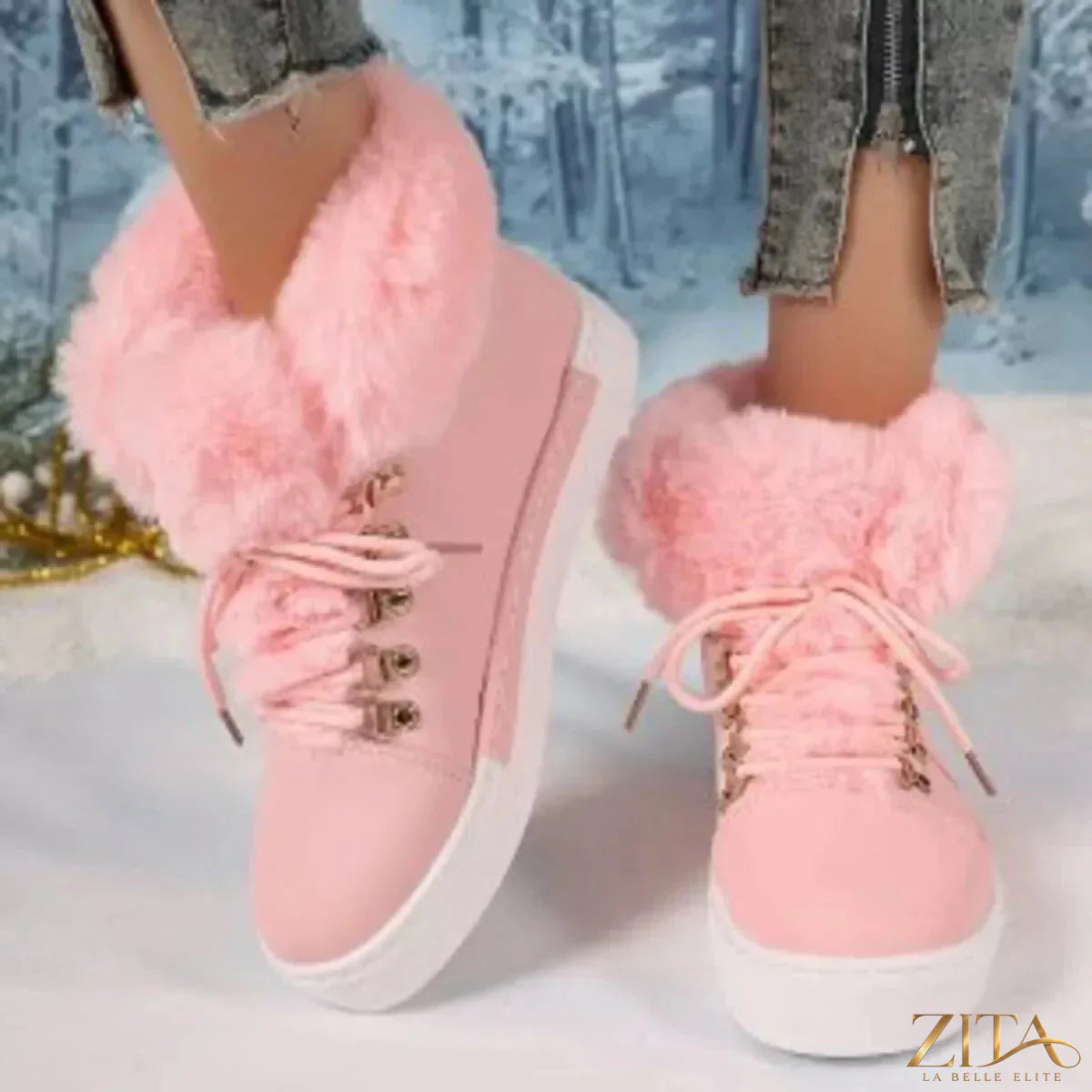 Zita La Belle Elite round toe platform boots with chunky heels and stylish design, ideal for fashionable footwear.