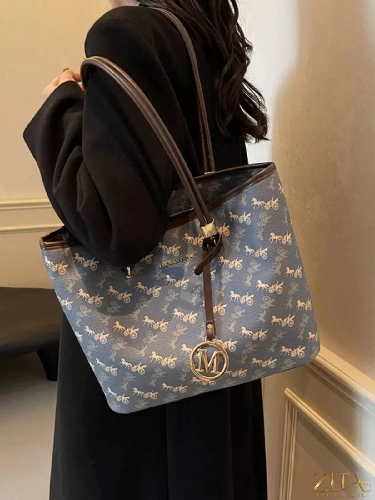 Zita La Belle Elite printed tote shoulder bag with floral design, spacious interior, and sturdy handles for everyday use.
