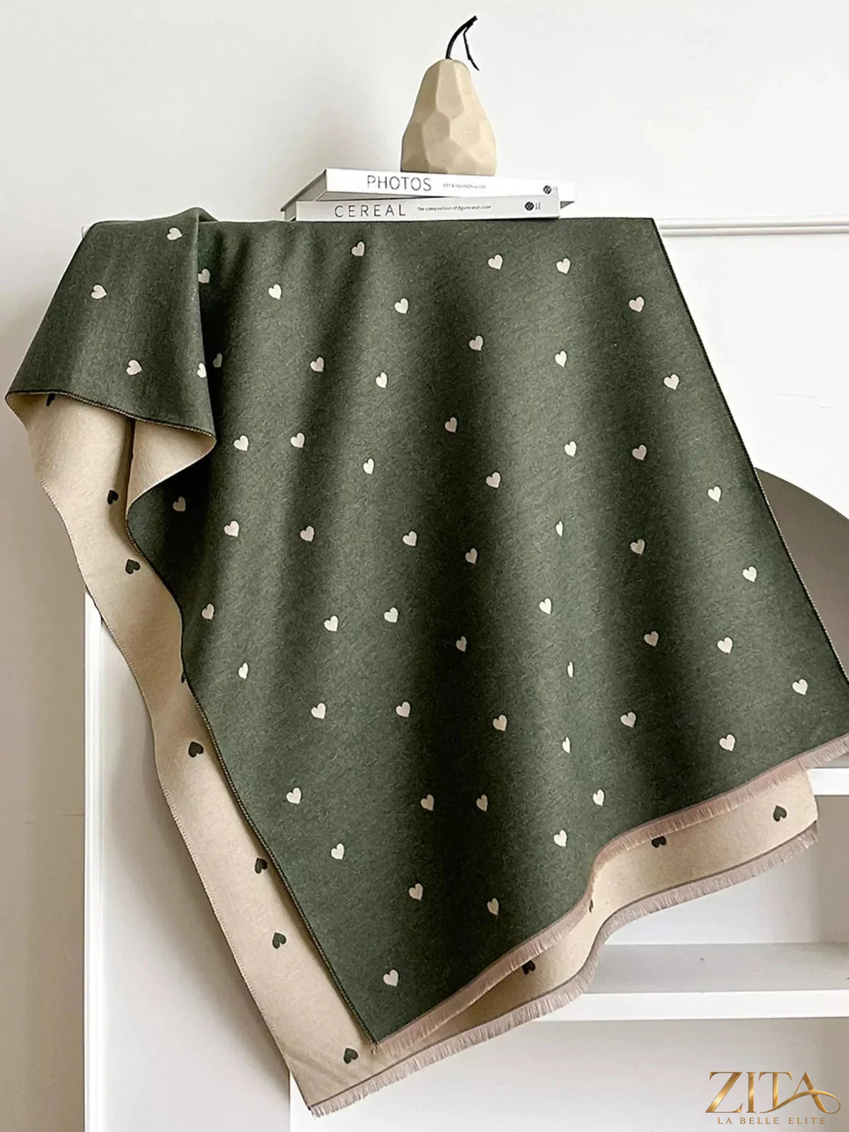 Zita La Belle Elite Heart Raw Hem Scarf with soft fabric and raw edge design, displayed in a close-up image.