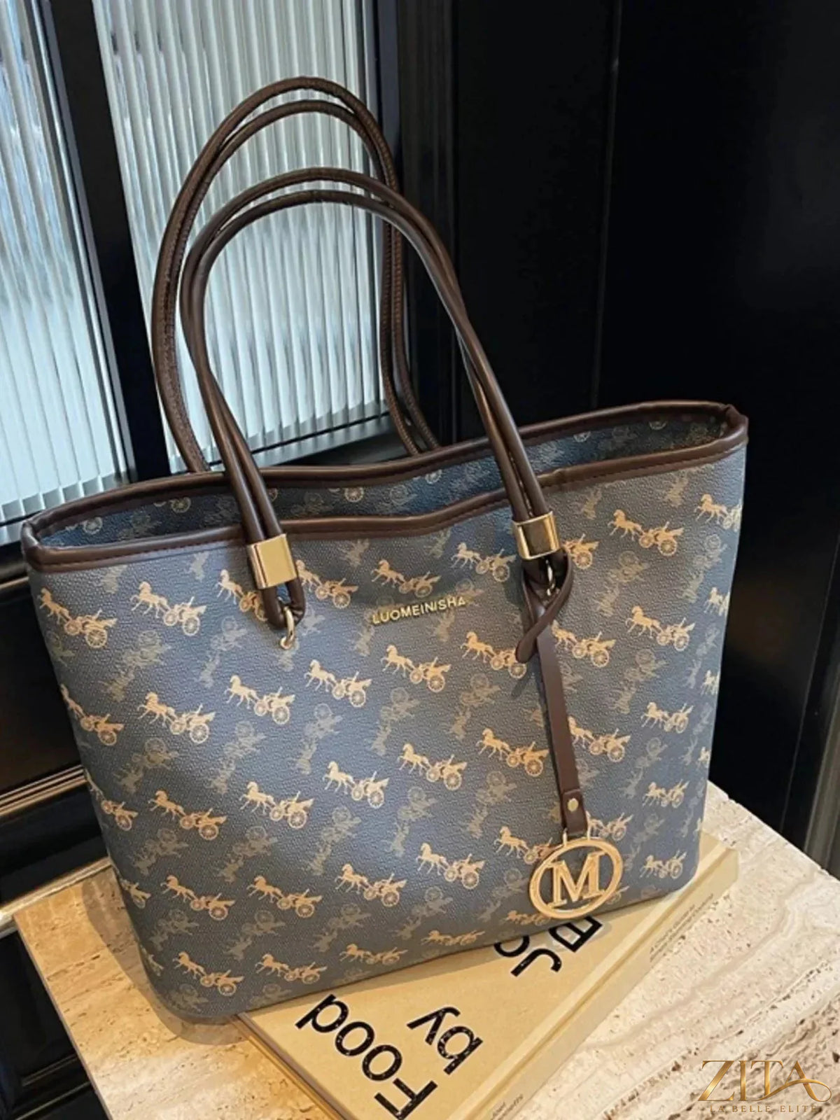 Zita La Belle Elite printed tote shoulder bag with colorful floral design and sturdy handles, perfect for everyday use.