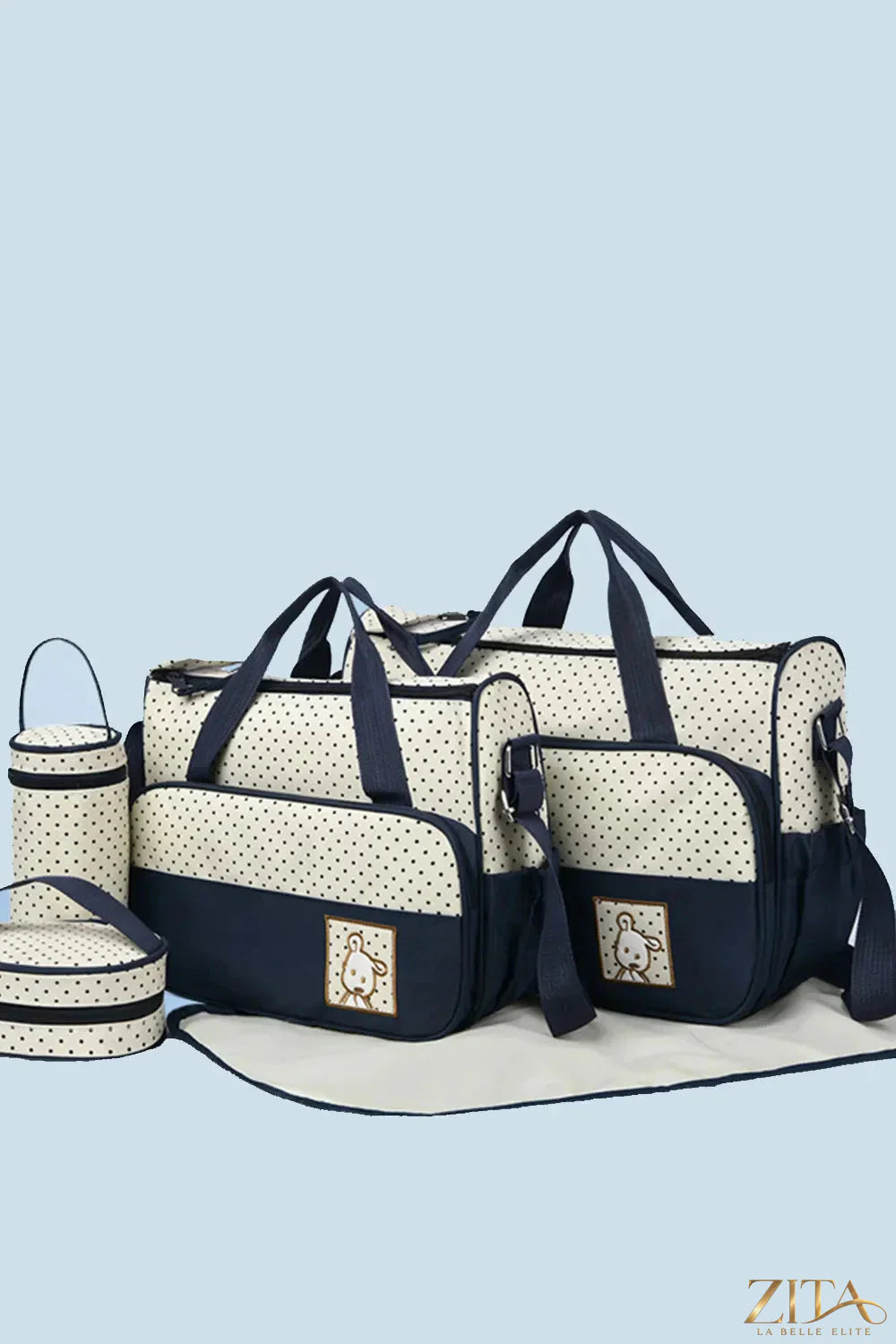 Zita La Belle Elite Oxford cloth contrast 4-piece bag set with stylish fabric and color accents, displayed in a flat lay arrangement.