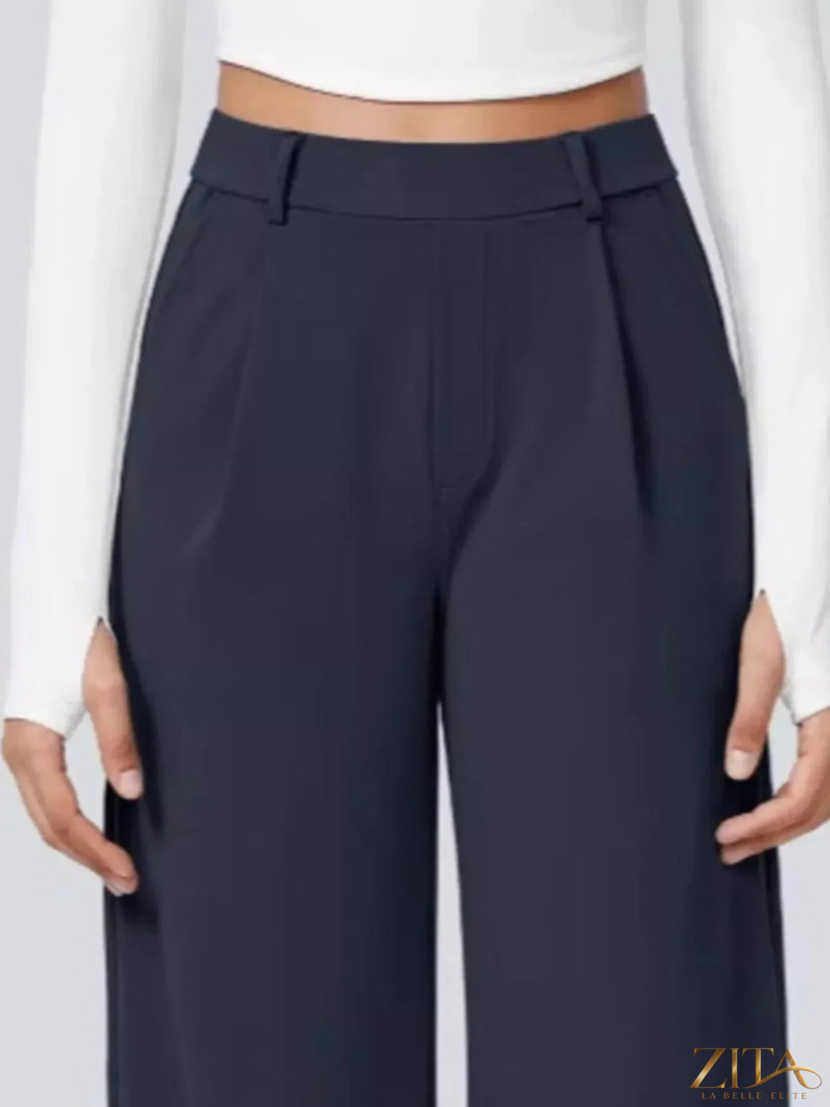 Zita La Belle Elite wide leg pants in soft fabric, showcasing a relaxed fit and stylish silhouette on a neutral background.
